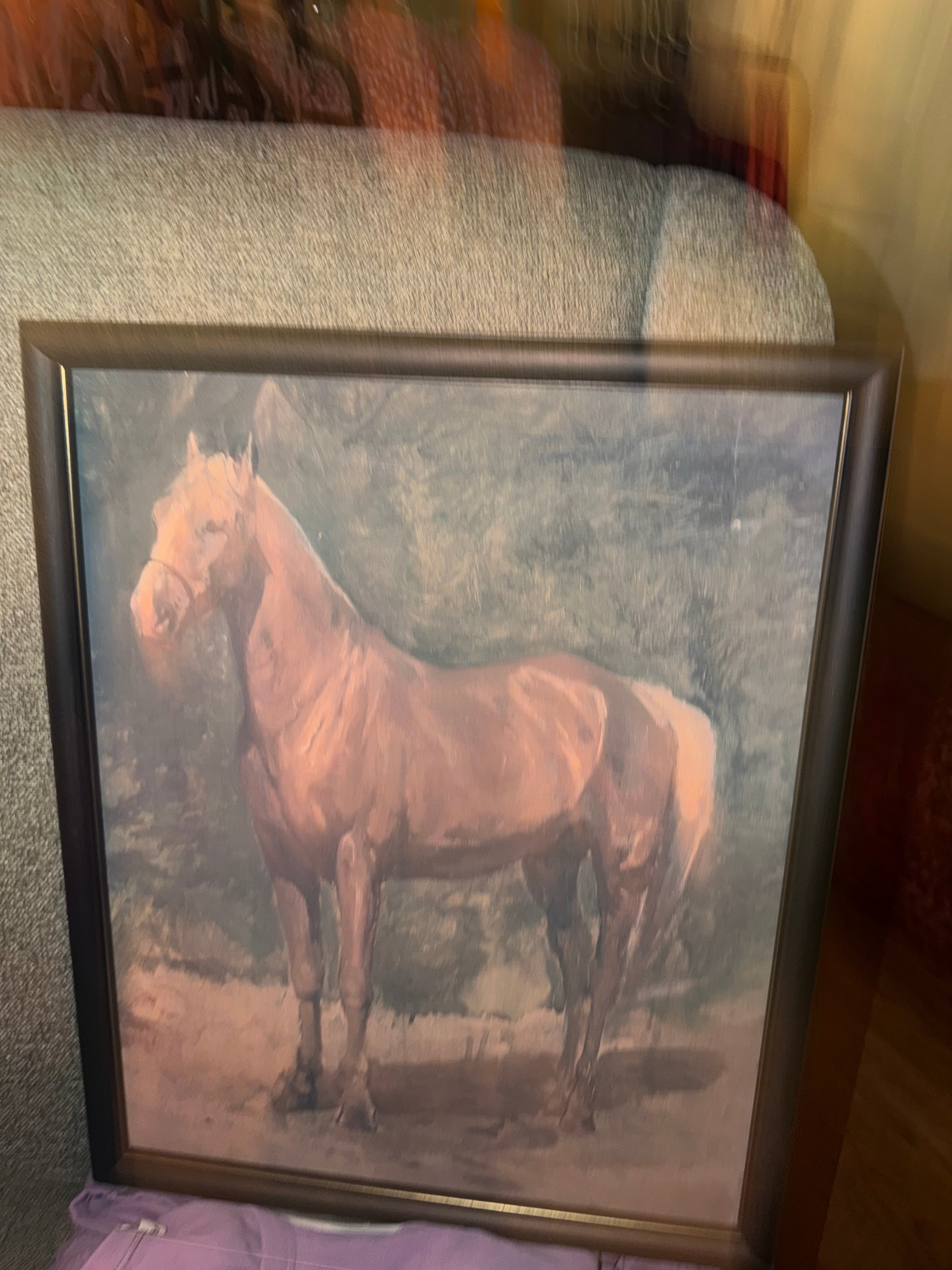 Chesnut Horse 18x22 Black Gold Edge
