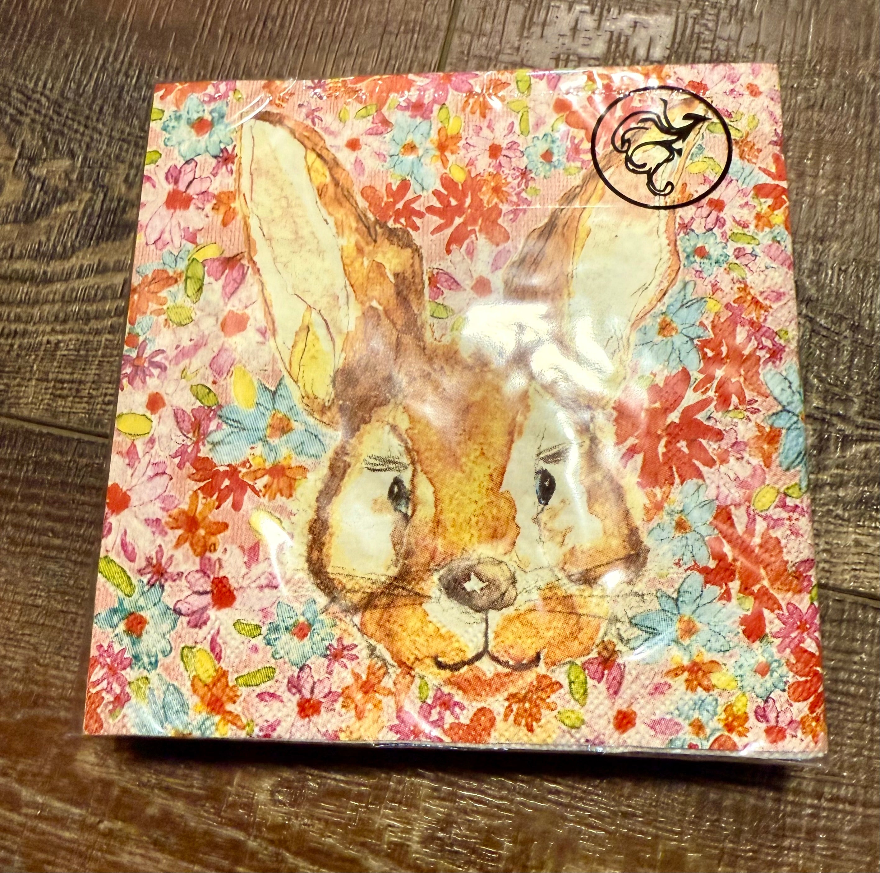 Rabbit Face & Flower Cocktail Napkin
