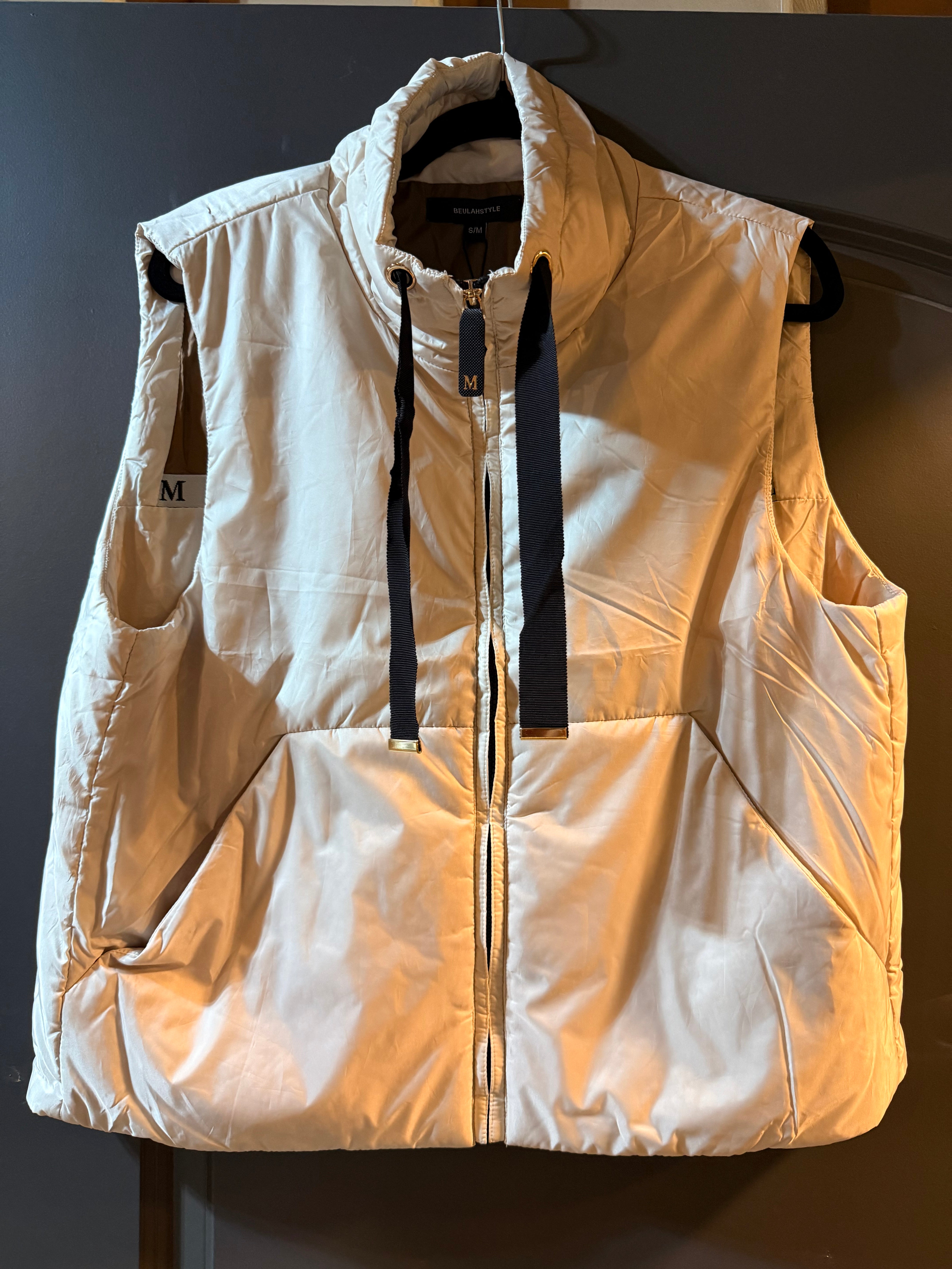Ivory Cropped Puffer Vest