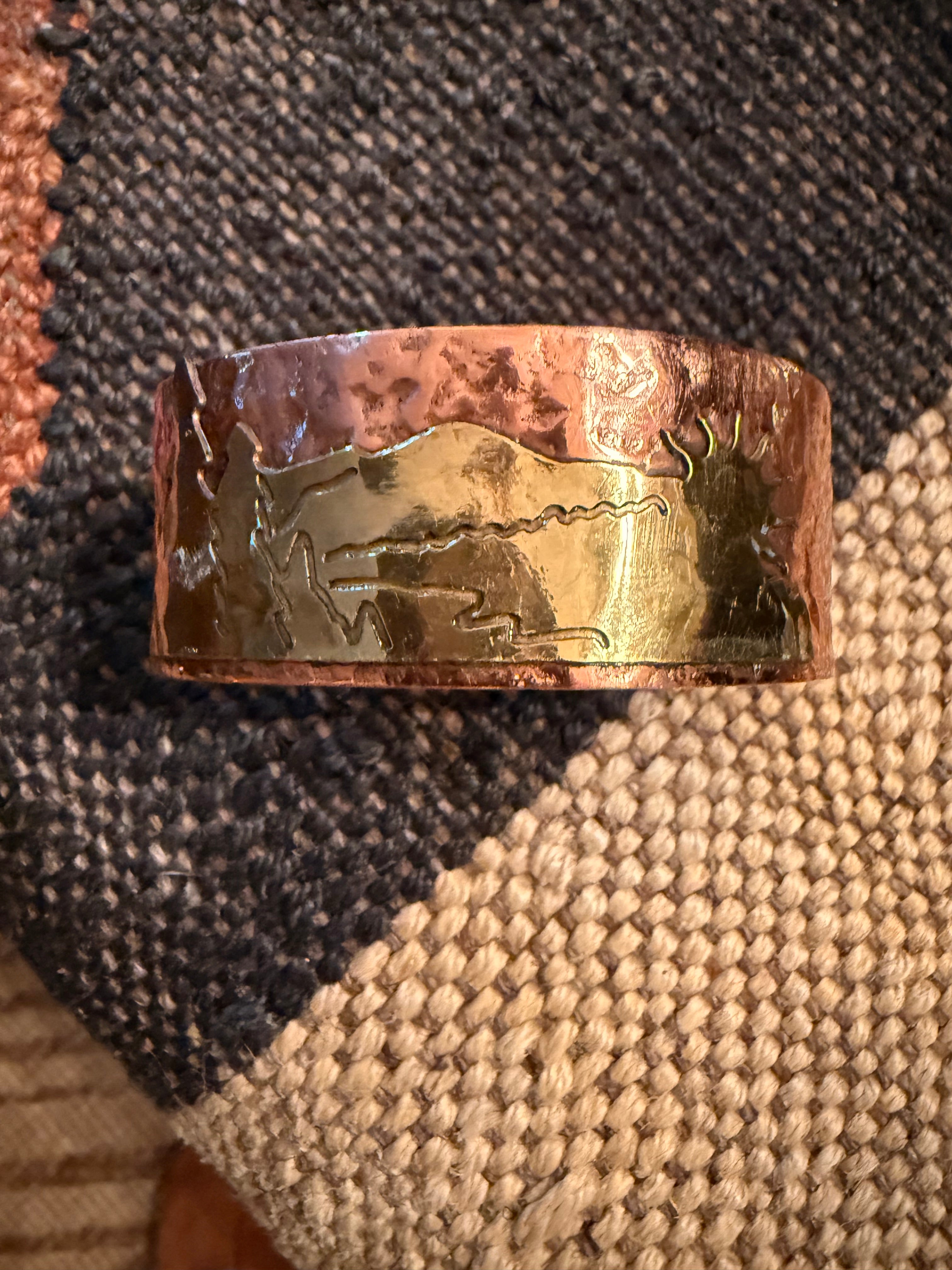 Copper & Brass Cuff Bracelets with Etched Designs