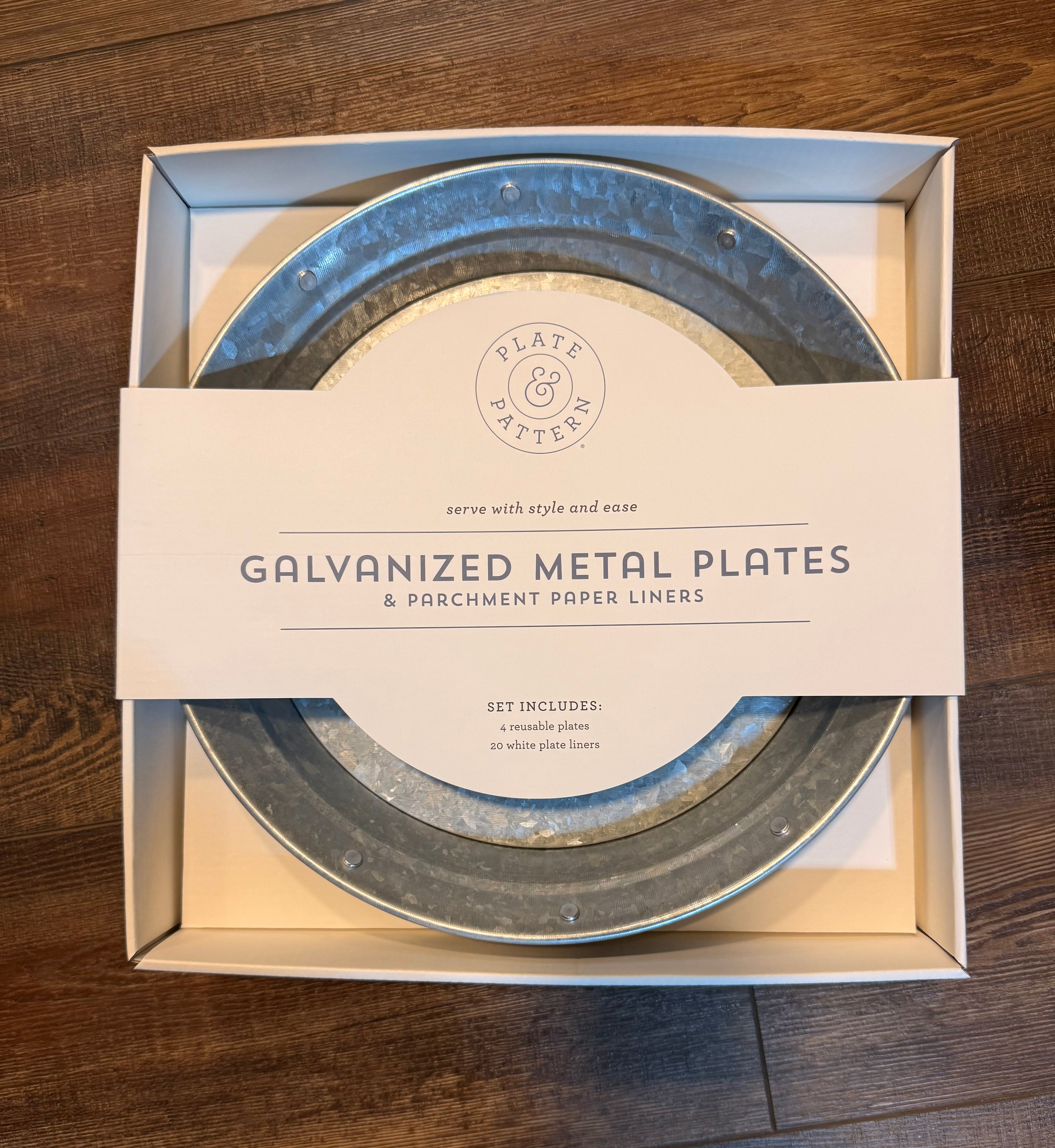 Galvanized Metal Plates - Set of 4