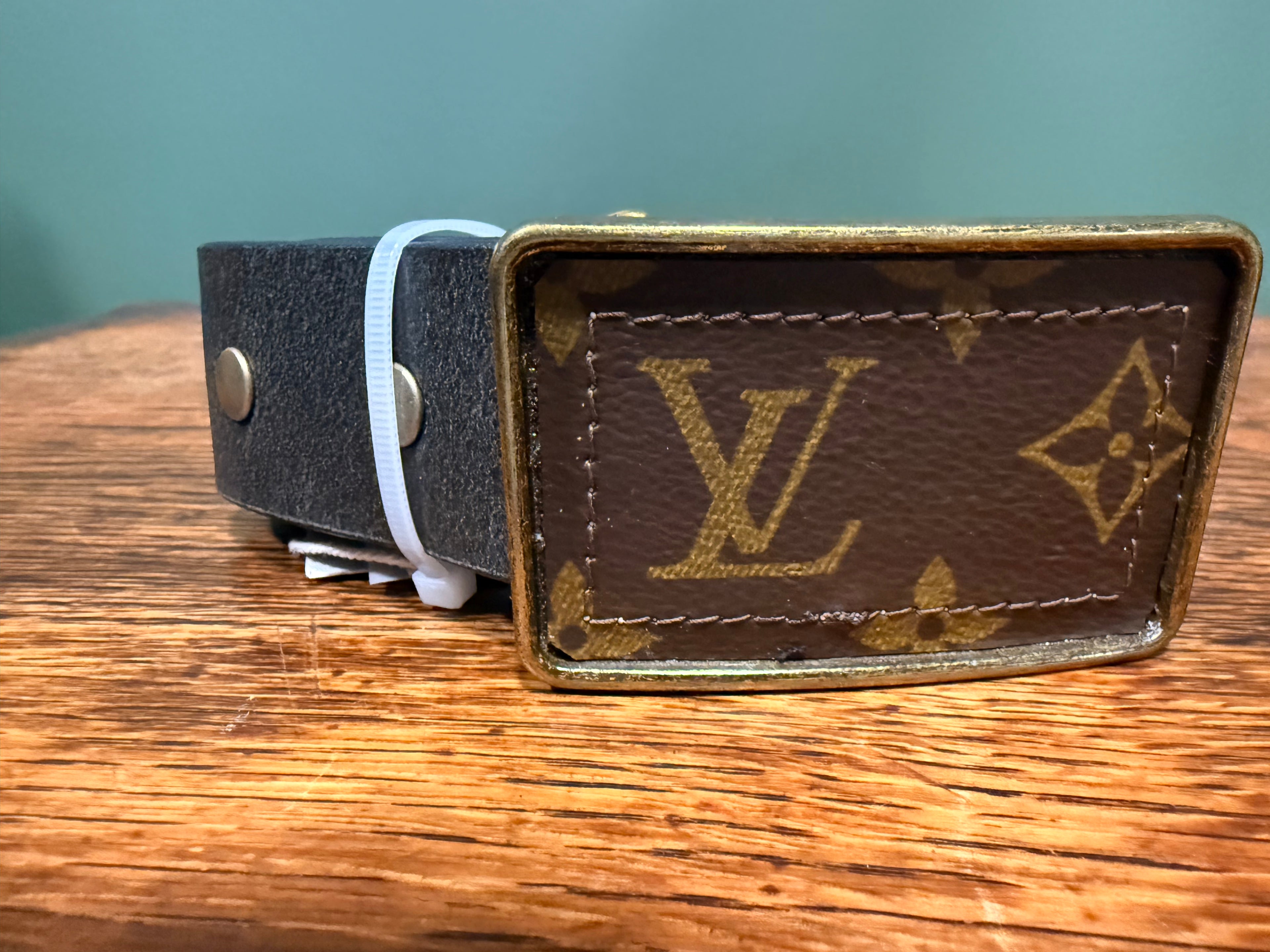 Upcycled LV Black Leather Belt