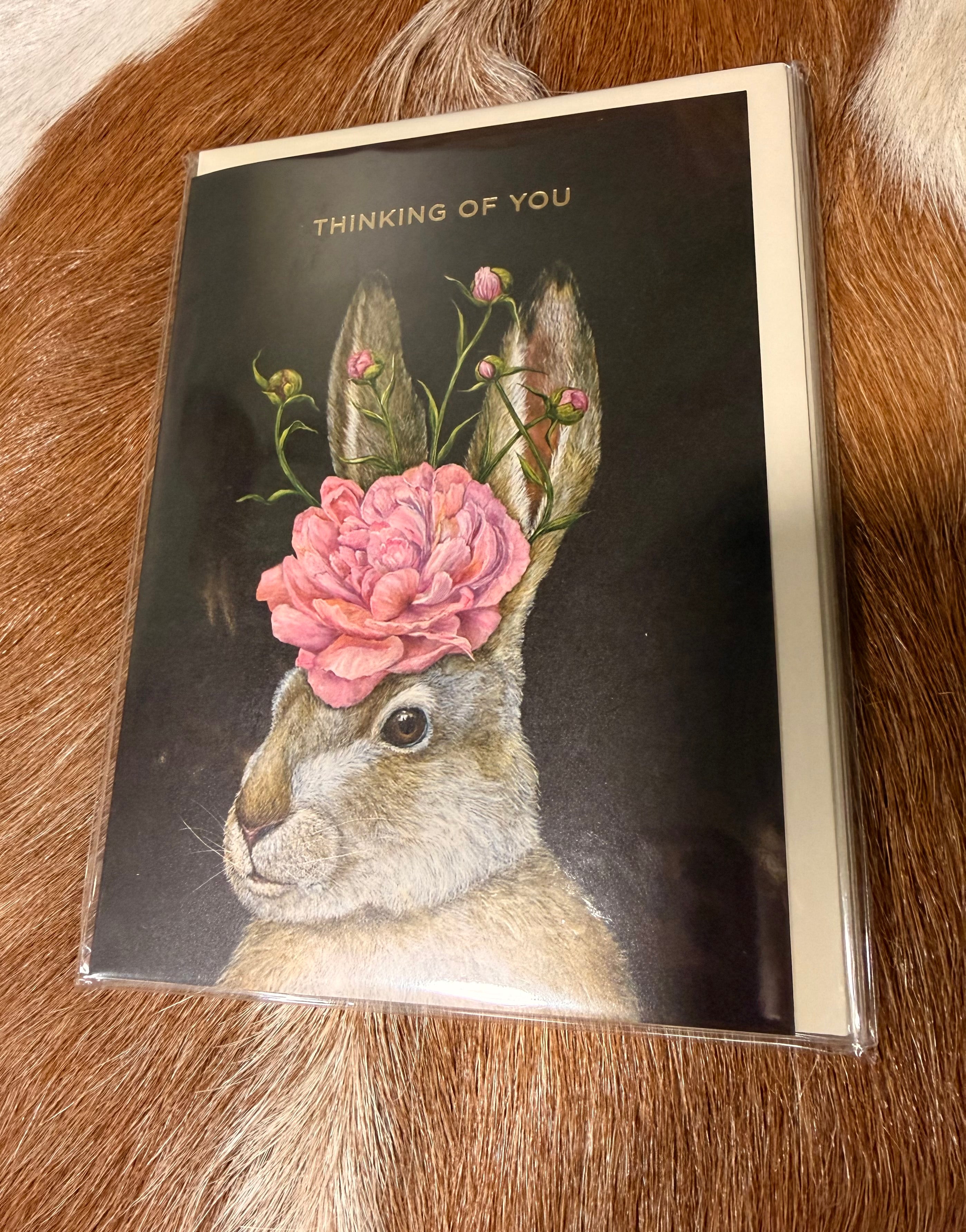 Thinking of You Rabbit& Rose Card