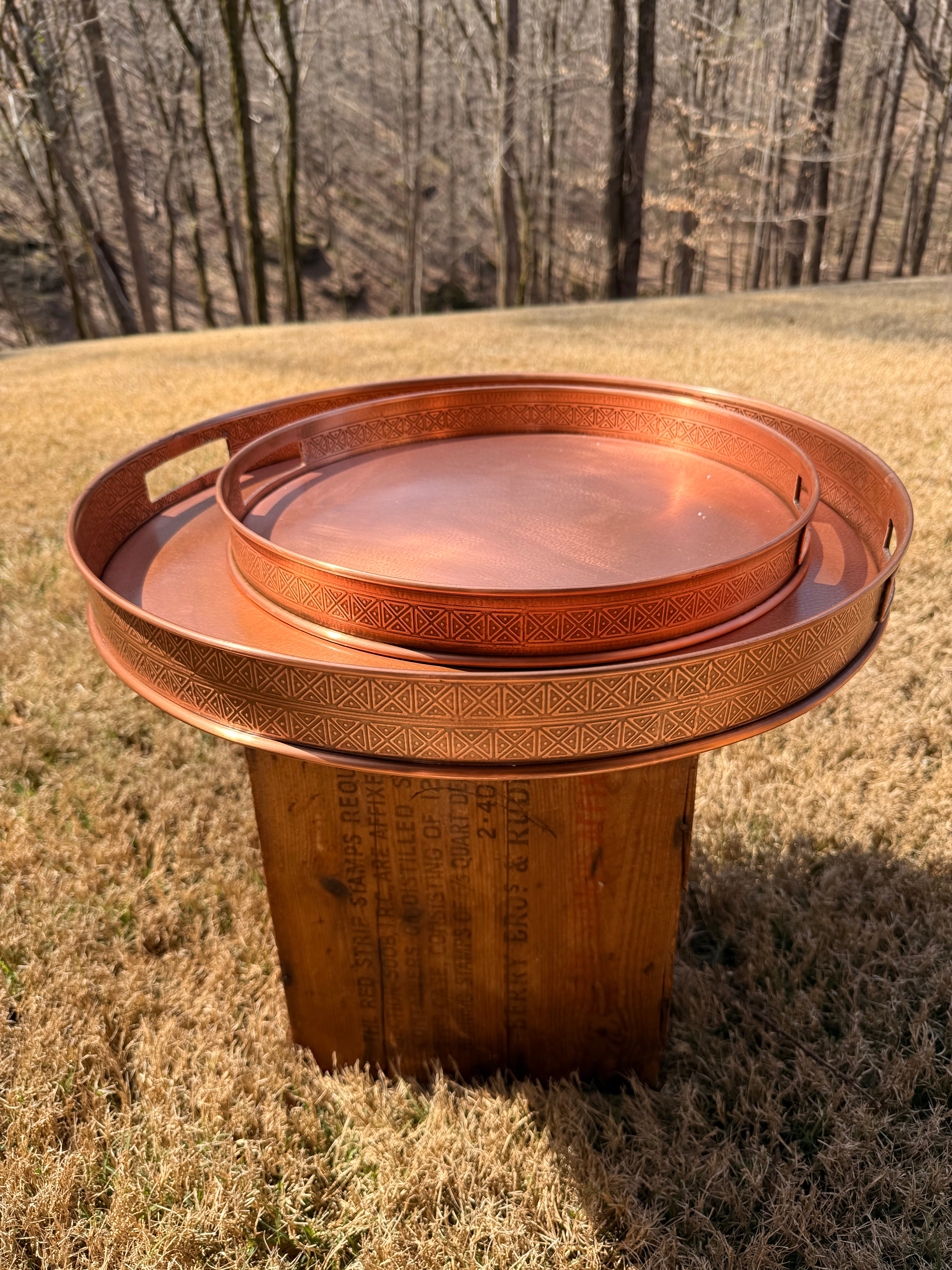 Newport Round Copper Serving Tray