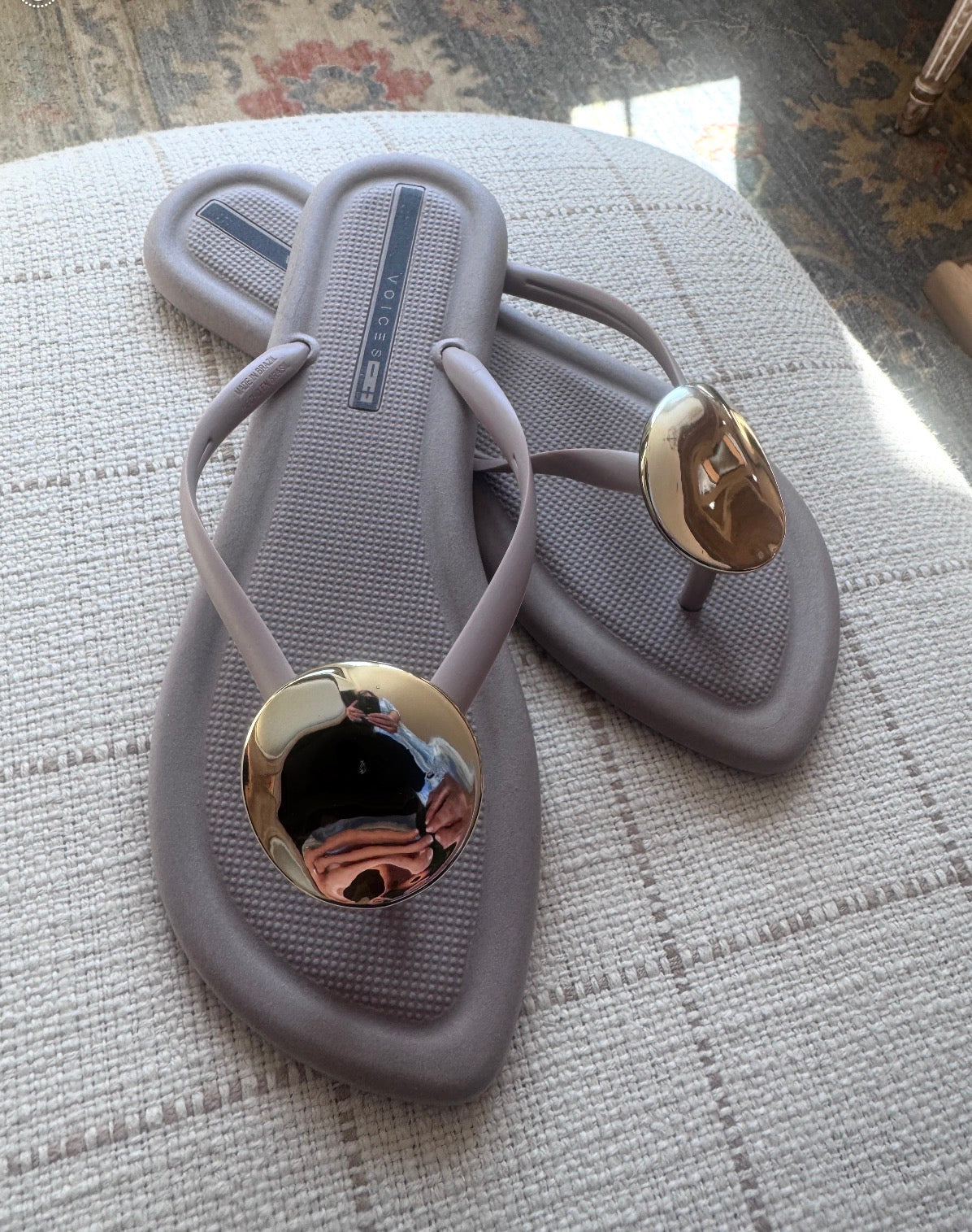 Rubber Flip Flops with Golden Medallion