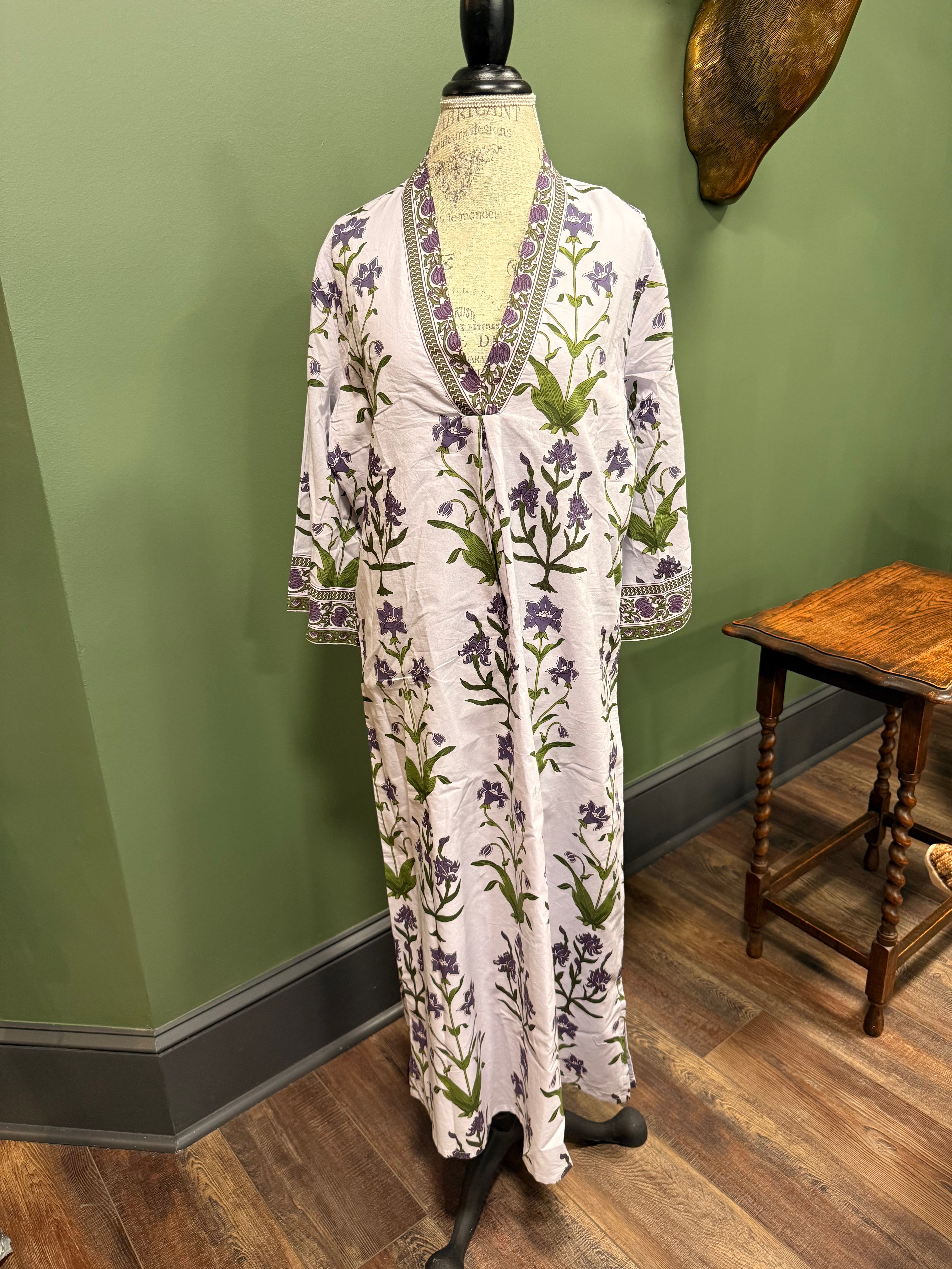 Lilac Iris Caftan Style Dress