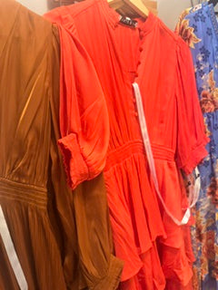 Hale Bob Raspberry solid color V neck dress