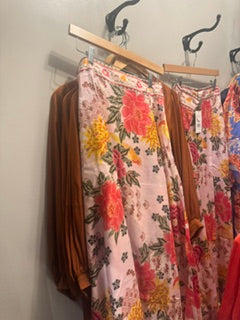 Hale Bob Pink Floral Long Skirt