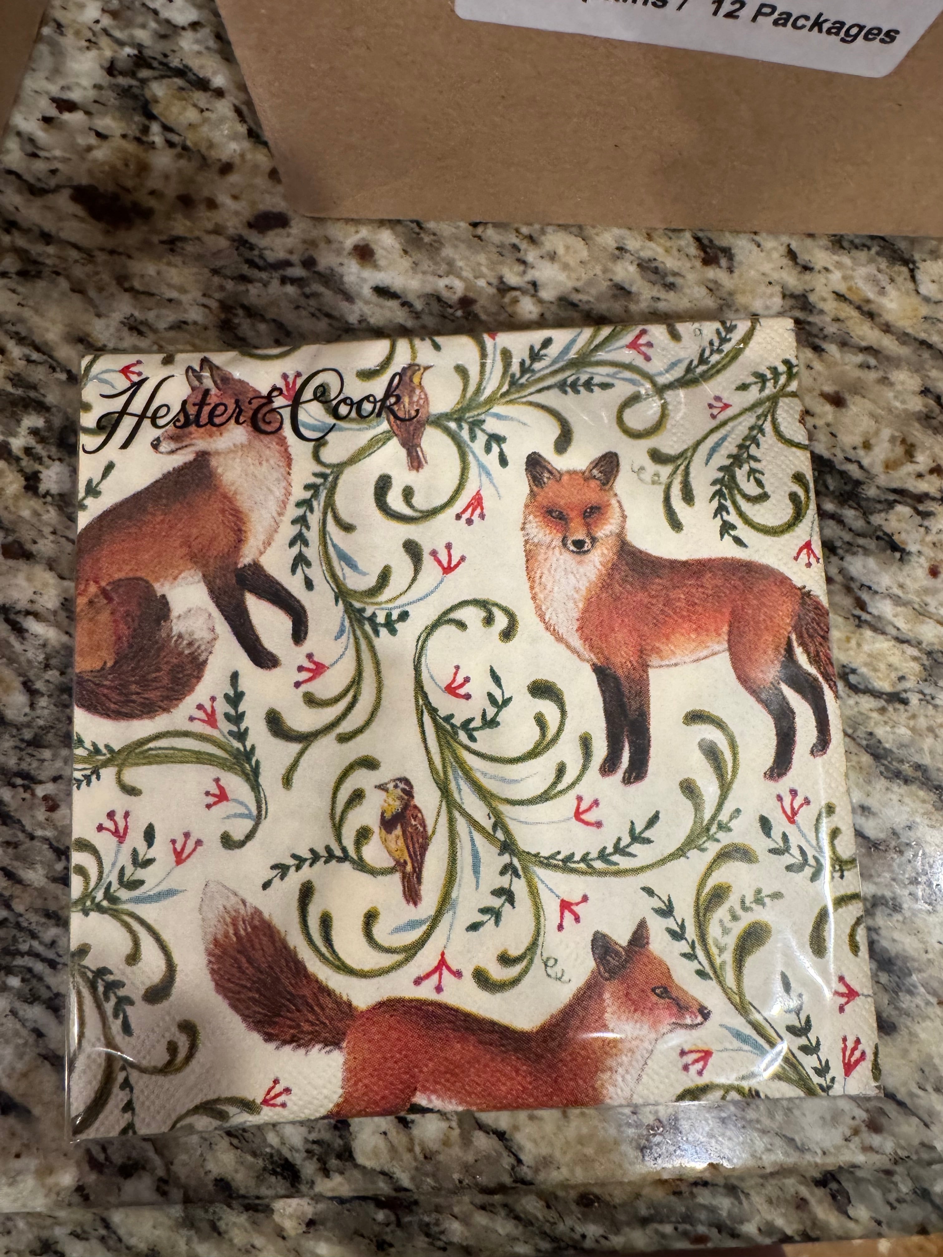 Fanciful Fox Cocktail Napkin pack of 20ct
