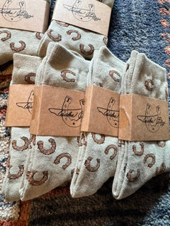 Tasha Polizzi Beige Tan Jade Sock with Horseshoes
