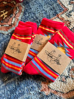 Tasha Polozzi Red Multi colored Striped Sock