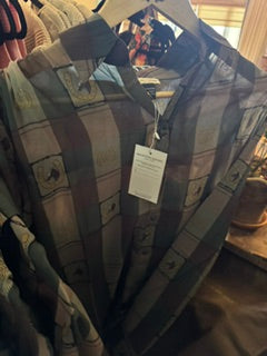 Tasha Polizzi Green & Brown plaid Horseshoe