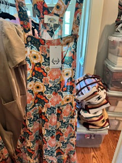 Turquoise Haven Floral Wide Leg Overalls