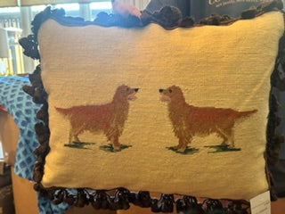 Two Golden Retrievers Needlepoint Pillow