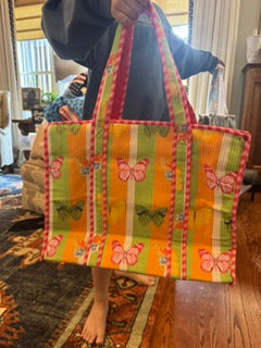 Catherine Cartie Tote Hot pink/Green Butterflies