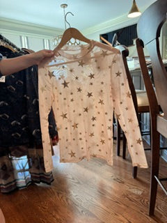 White Mesh Top with Gold Stars