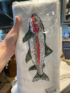 Swimming trout Kitchen Towel white