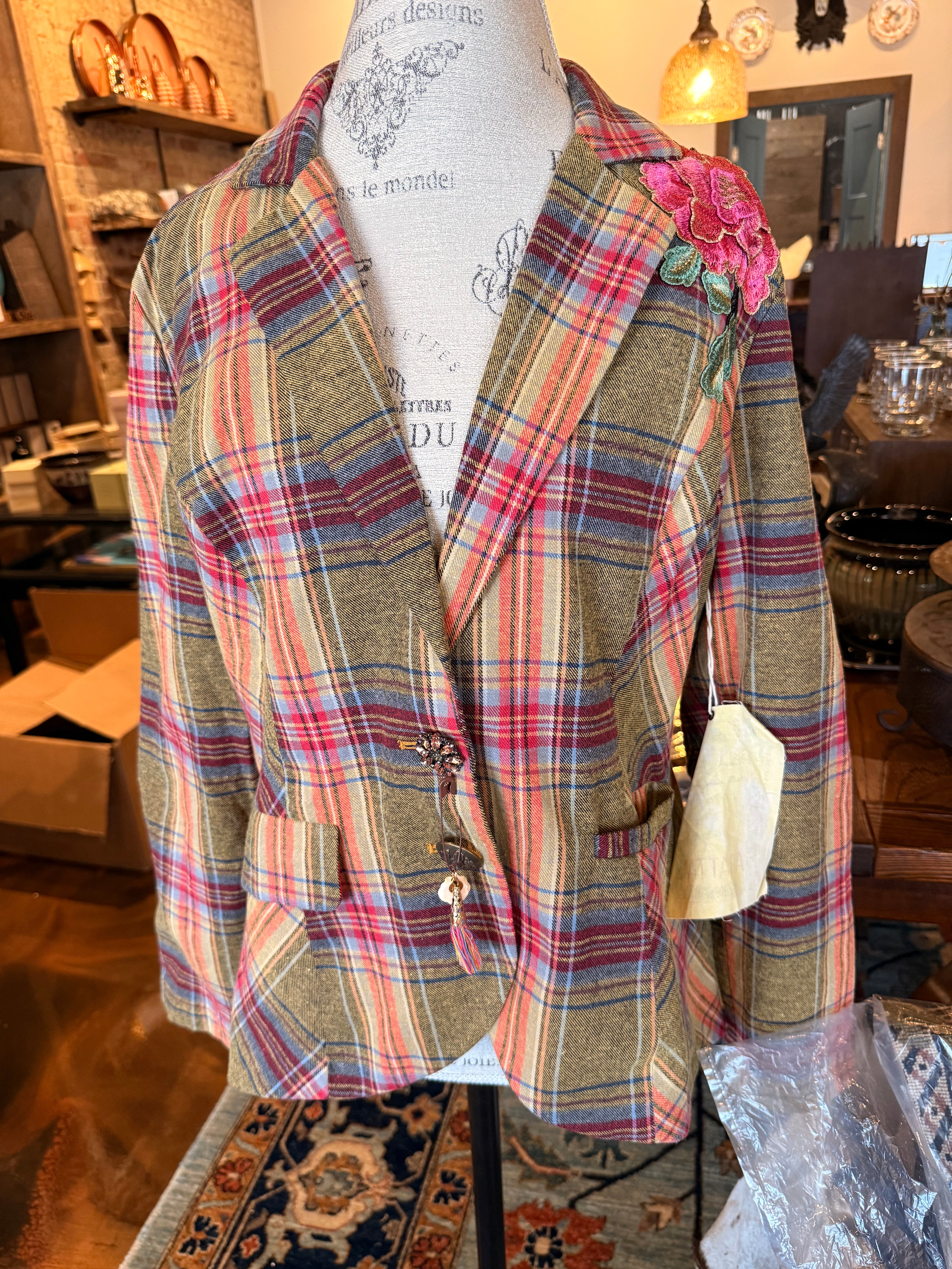 Vintage Inspired Plaid Blazer