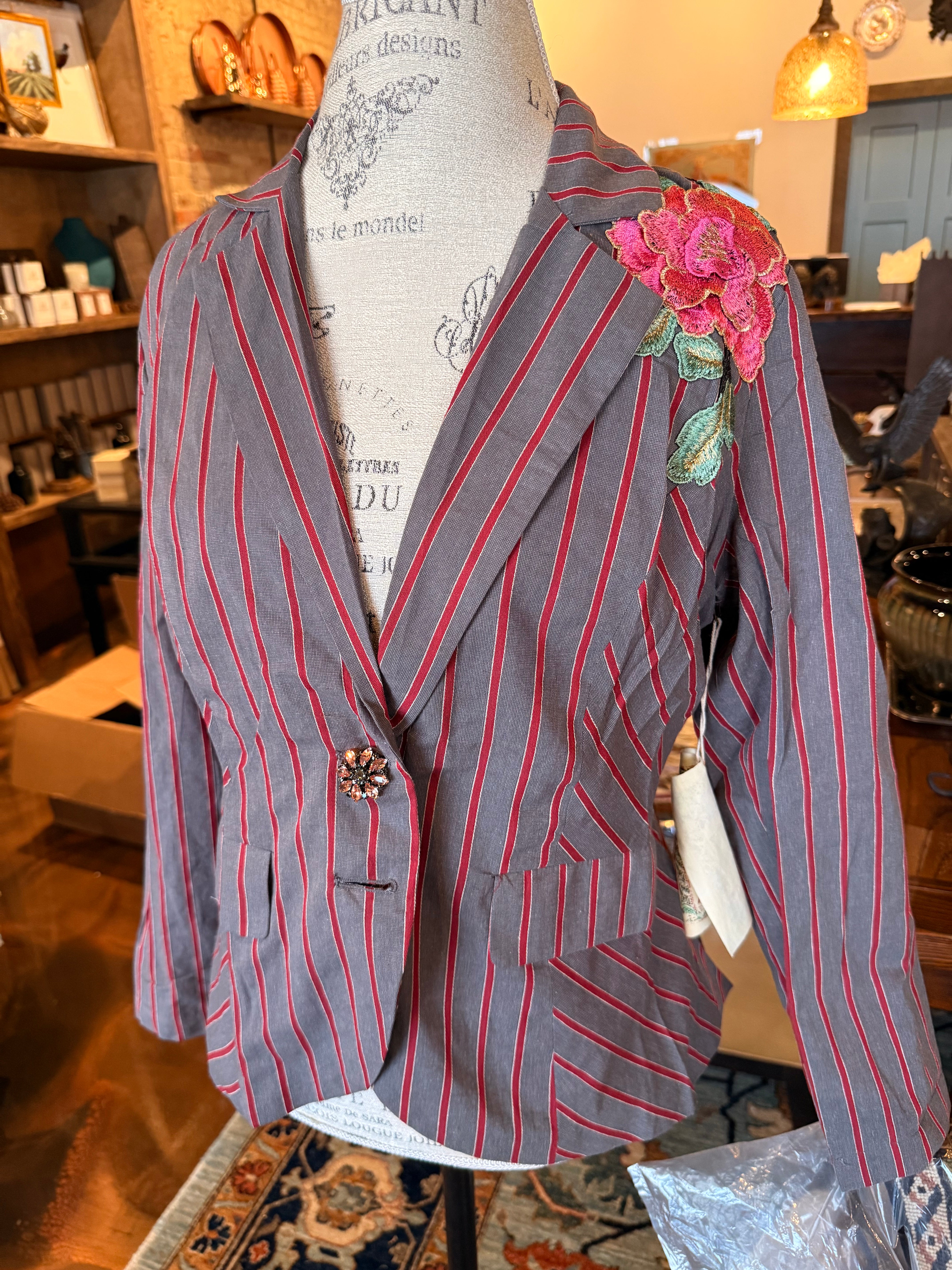 Vintage Inspired Striped  Statement Blazer