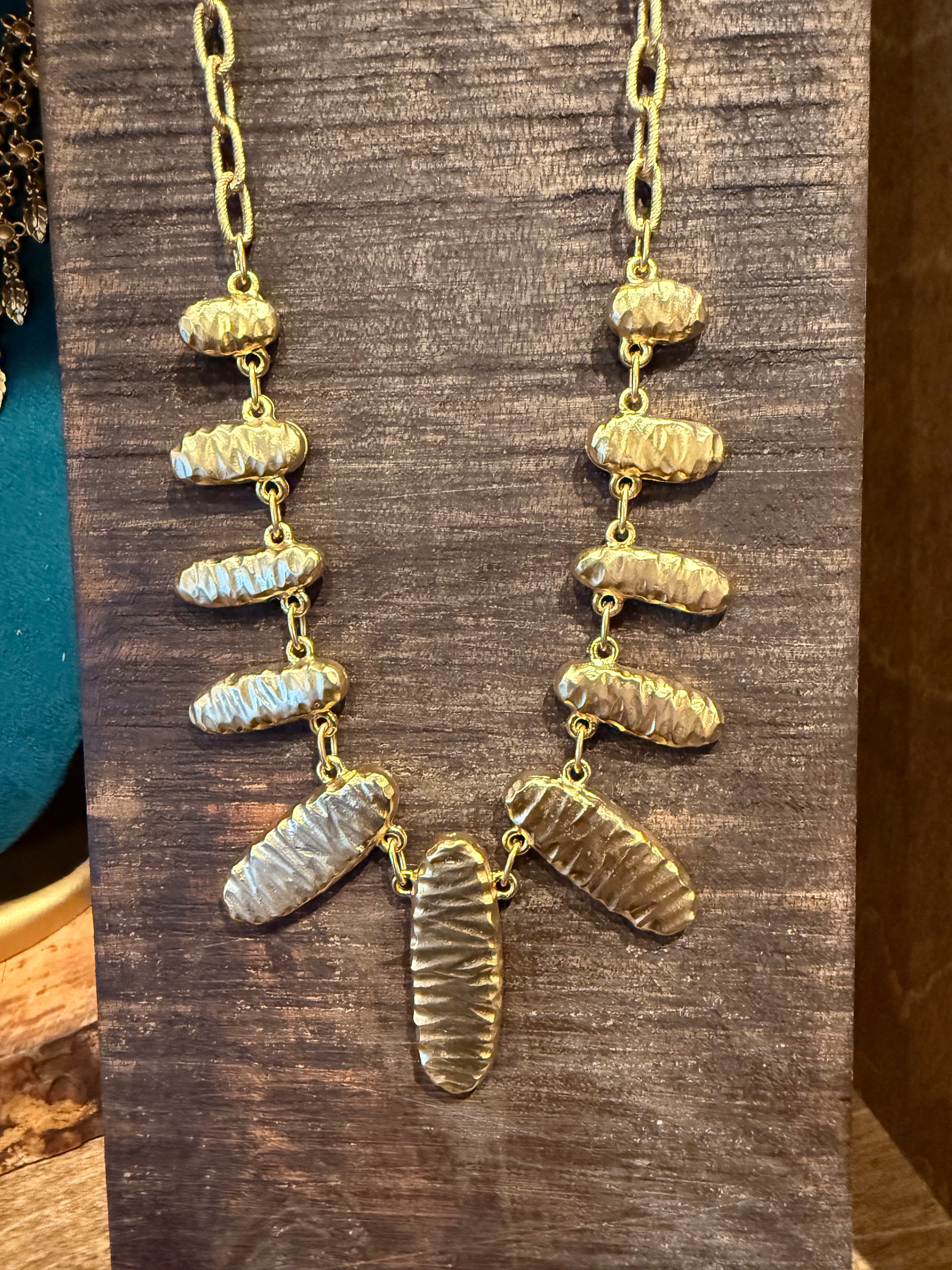 Gold Statement Necklace with Pendants