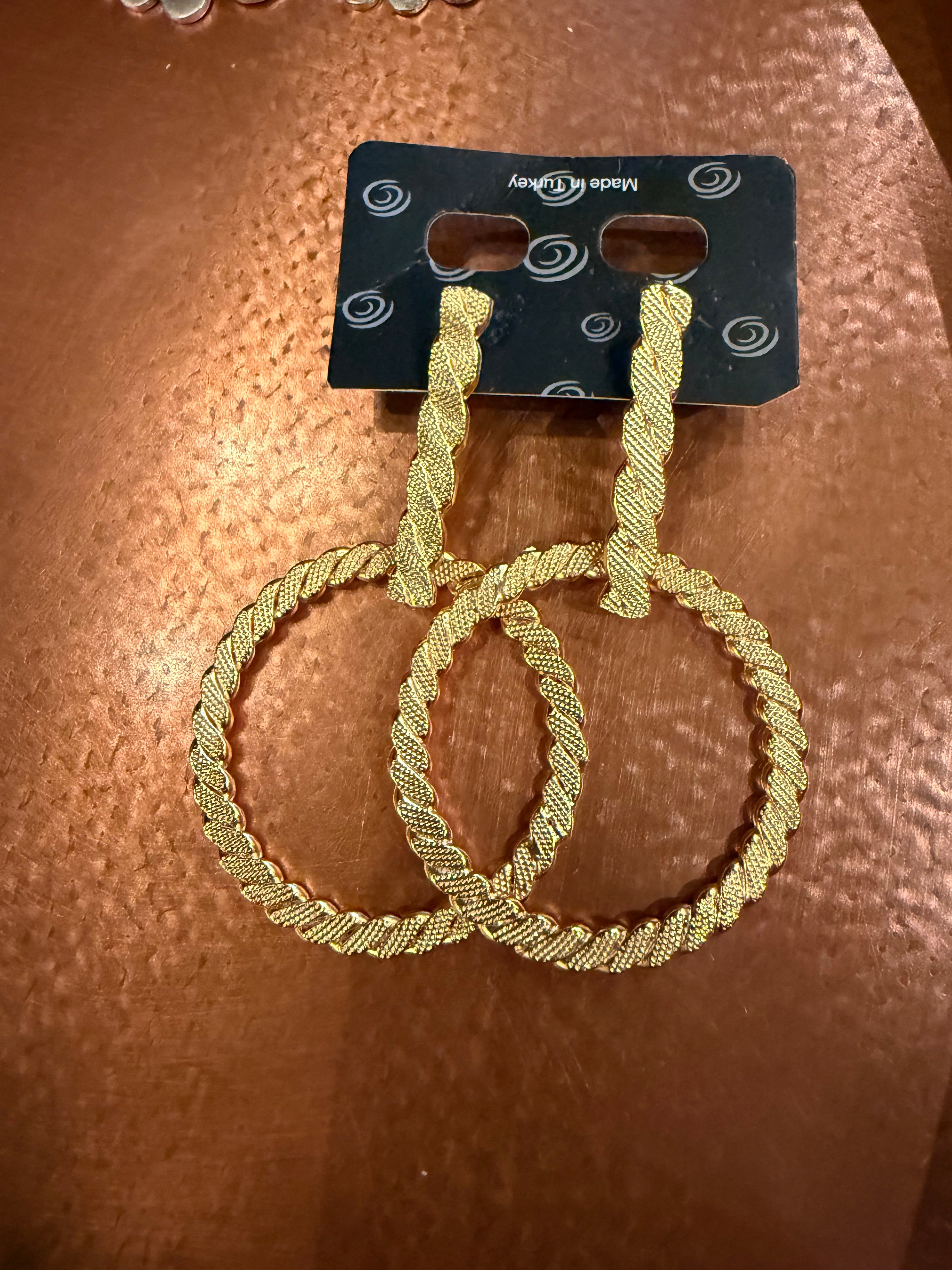 Gold Rope Detail Hoop Earrings