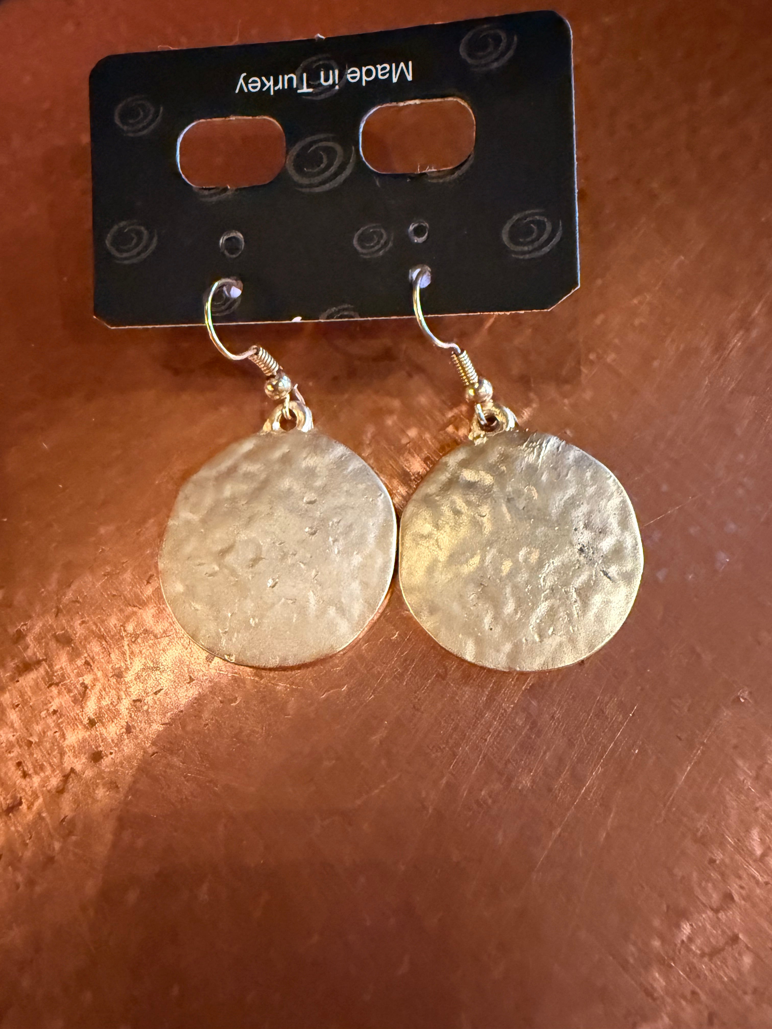Gold Hammered Coin Earrings