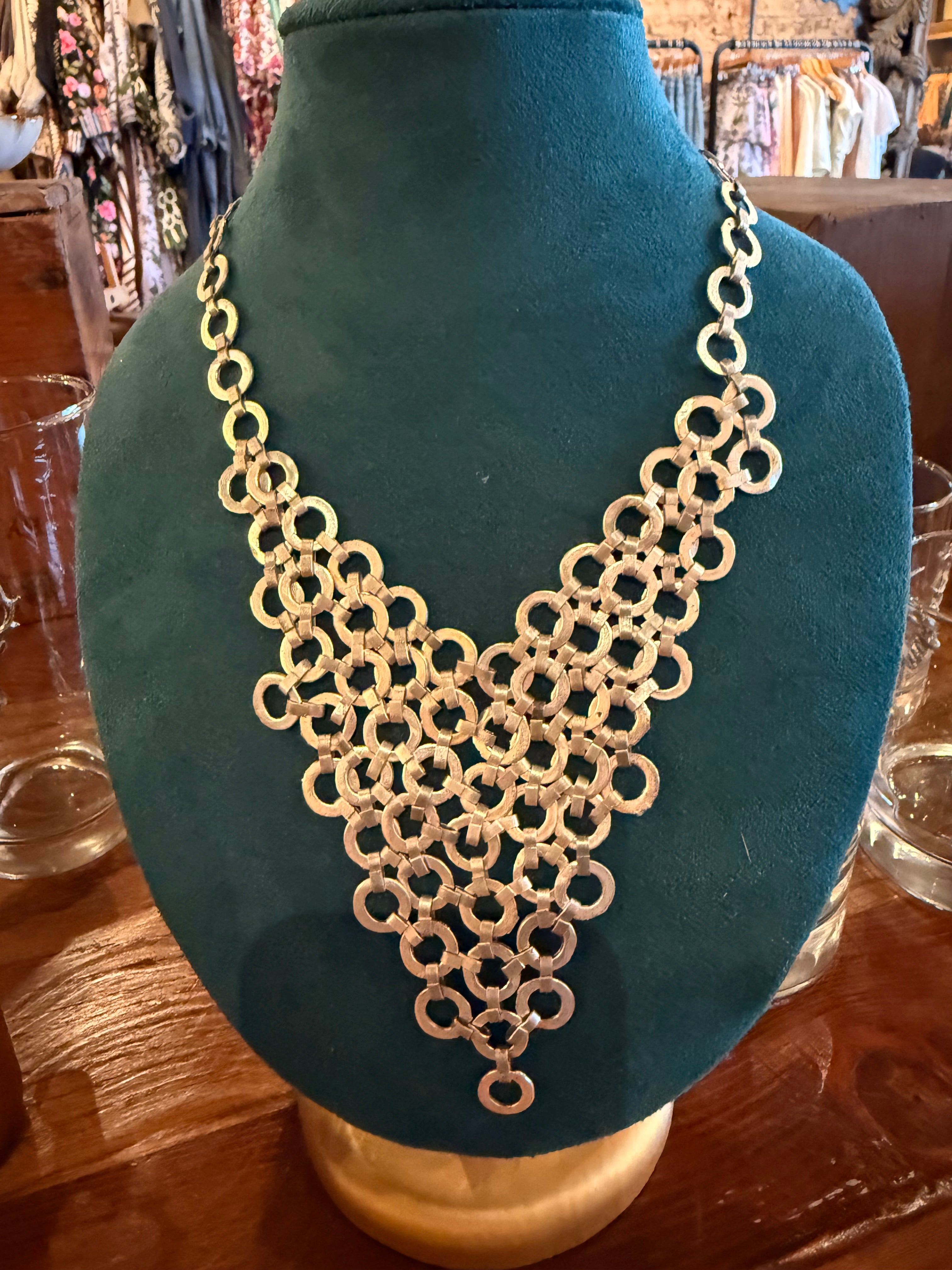 Silver Bandana Statement Necklace