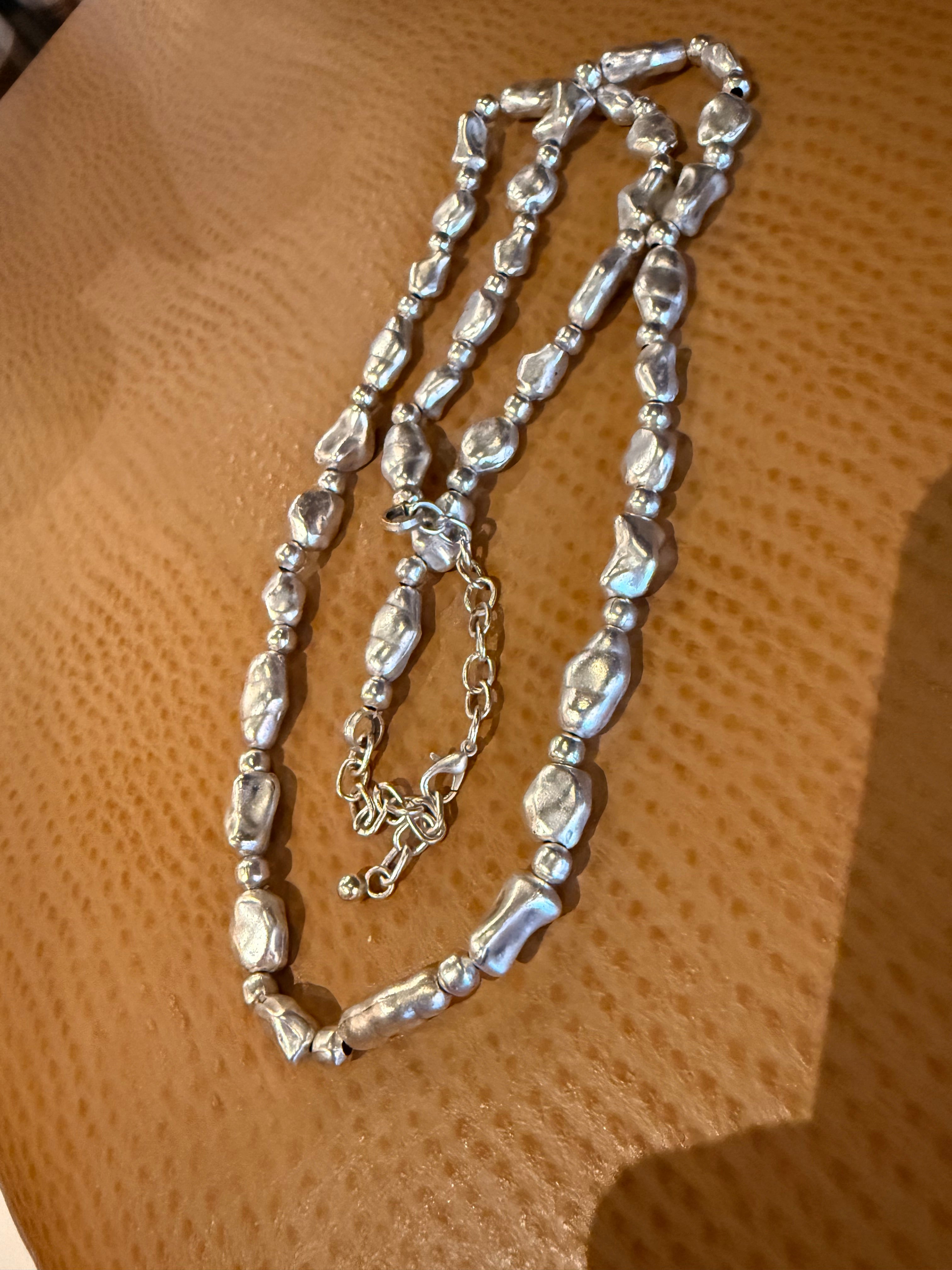 Silver Bean & Bead Turkish Necklace