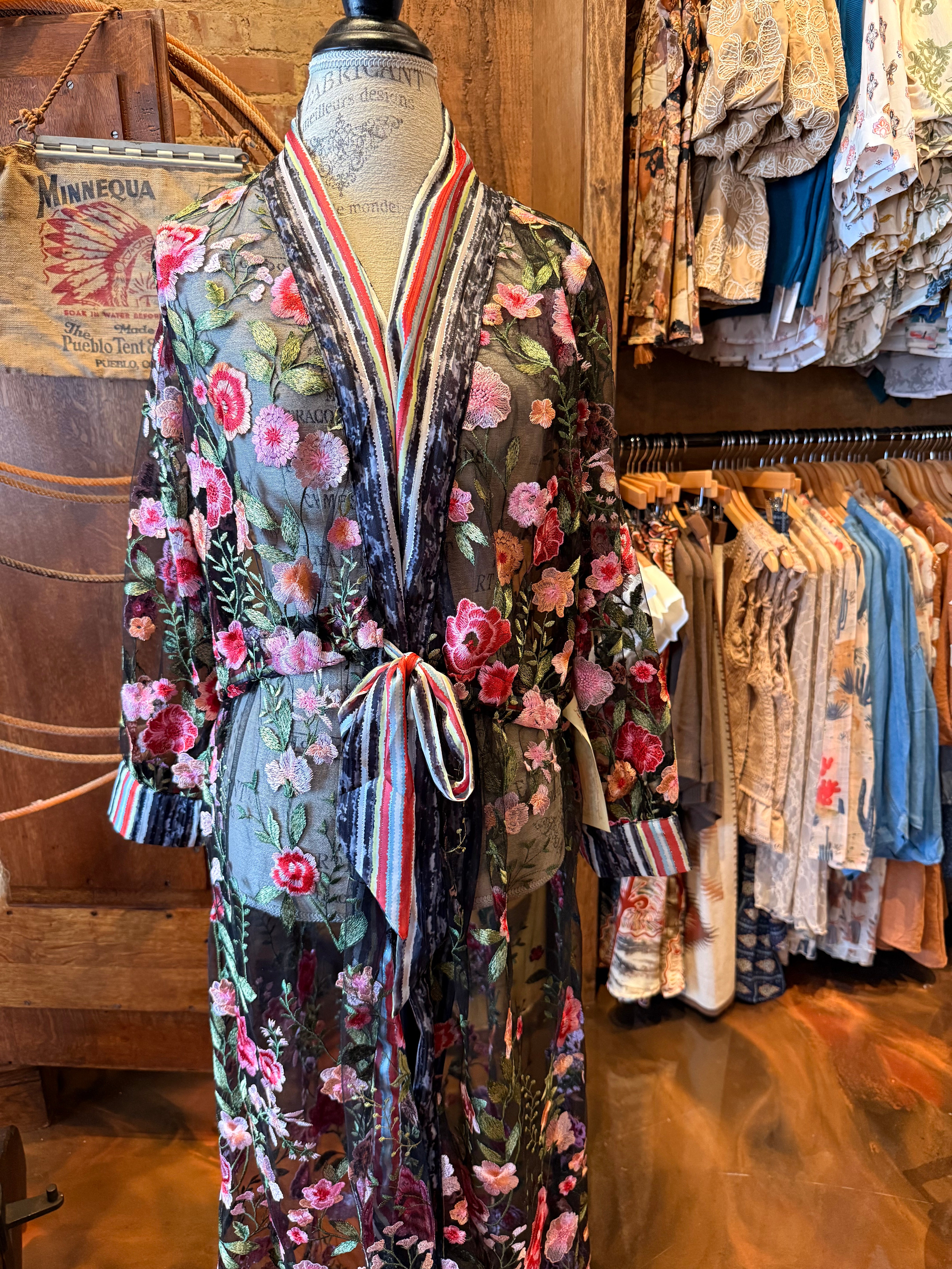Floral Sheer Embroided Kimino