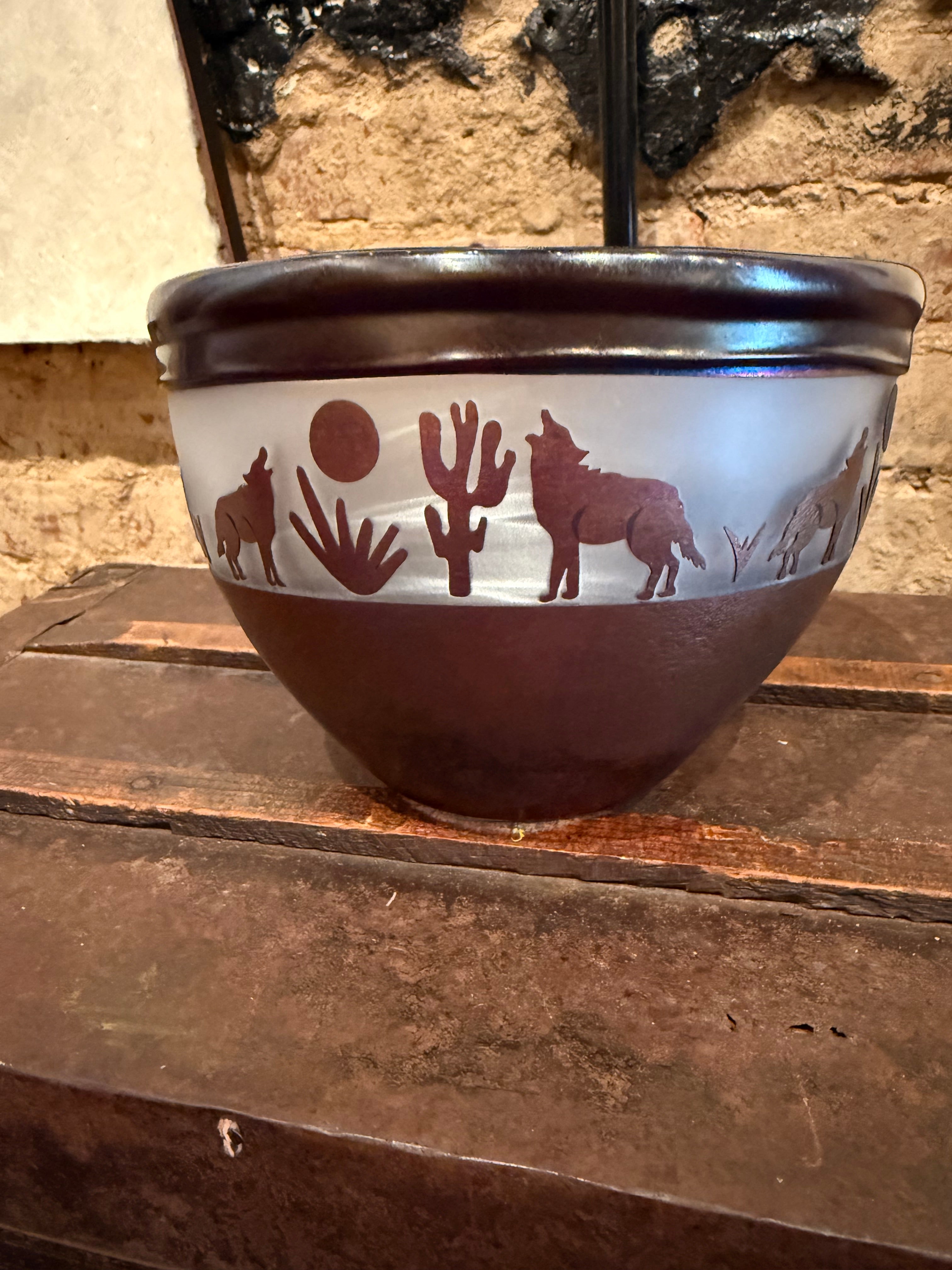 Ceramic Bowl with Southwestern Desert Motif by Book Hill Pottery
