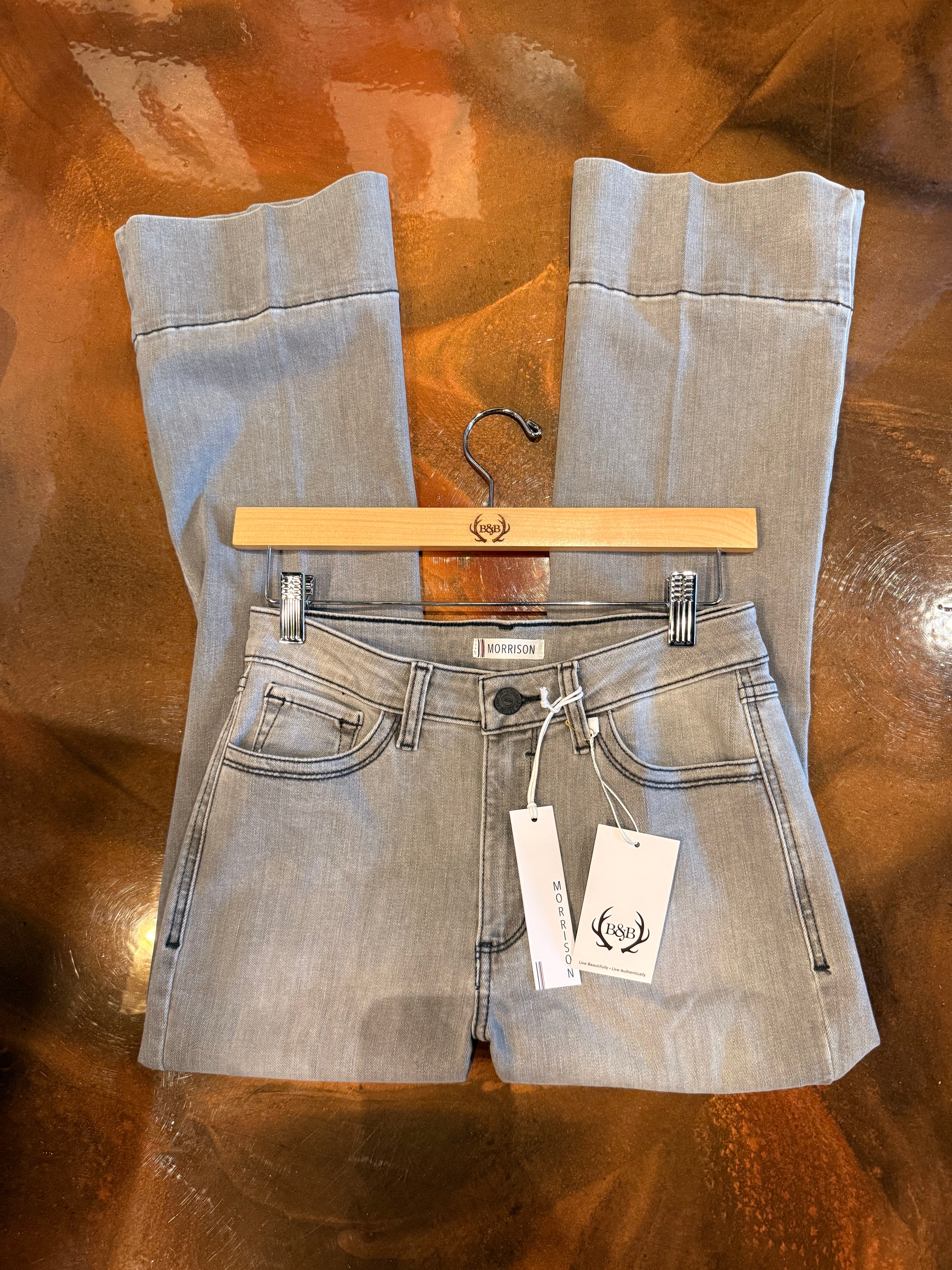 Scarlet Cropped Flare Jeans in When Doves Cry Grey