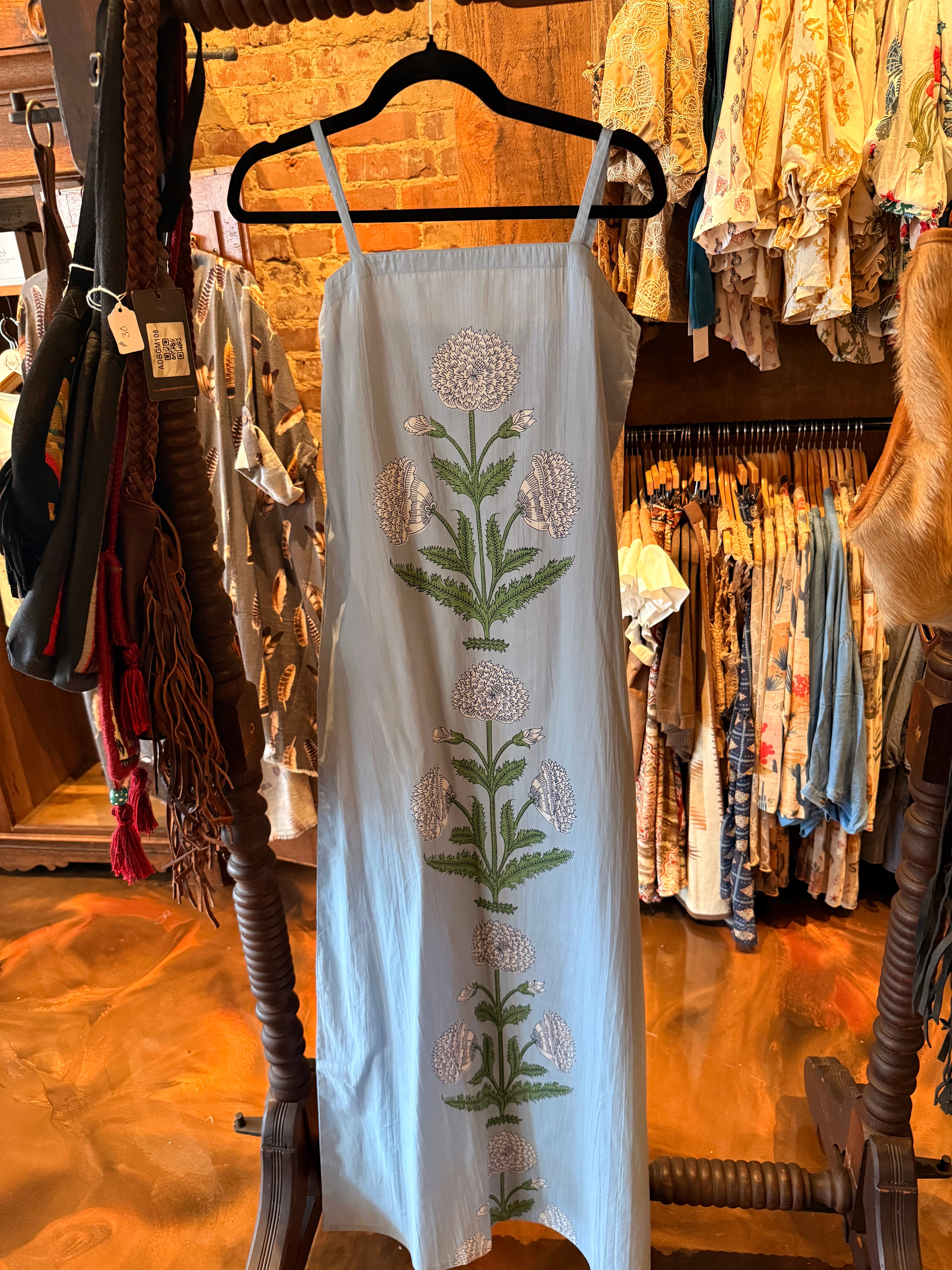 Sarah Ann Floral Front Maxi in Light Blue & White