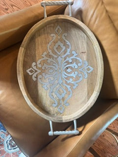 Heritage Inlay Wood Oval Tray Handles, 20"
