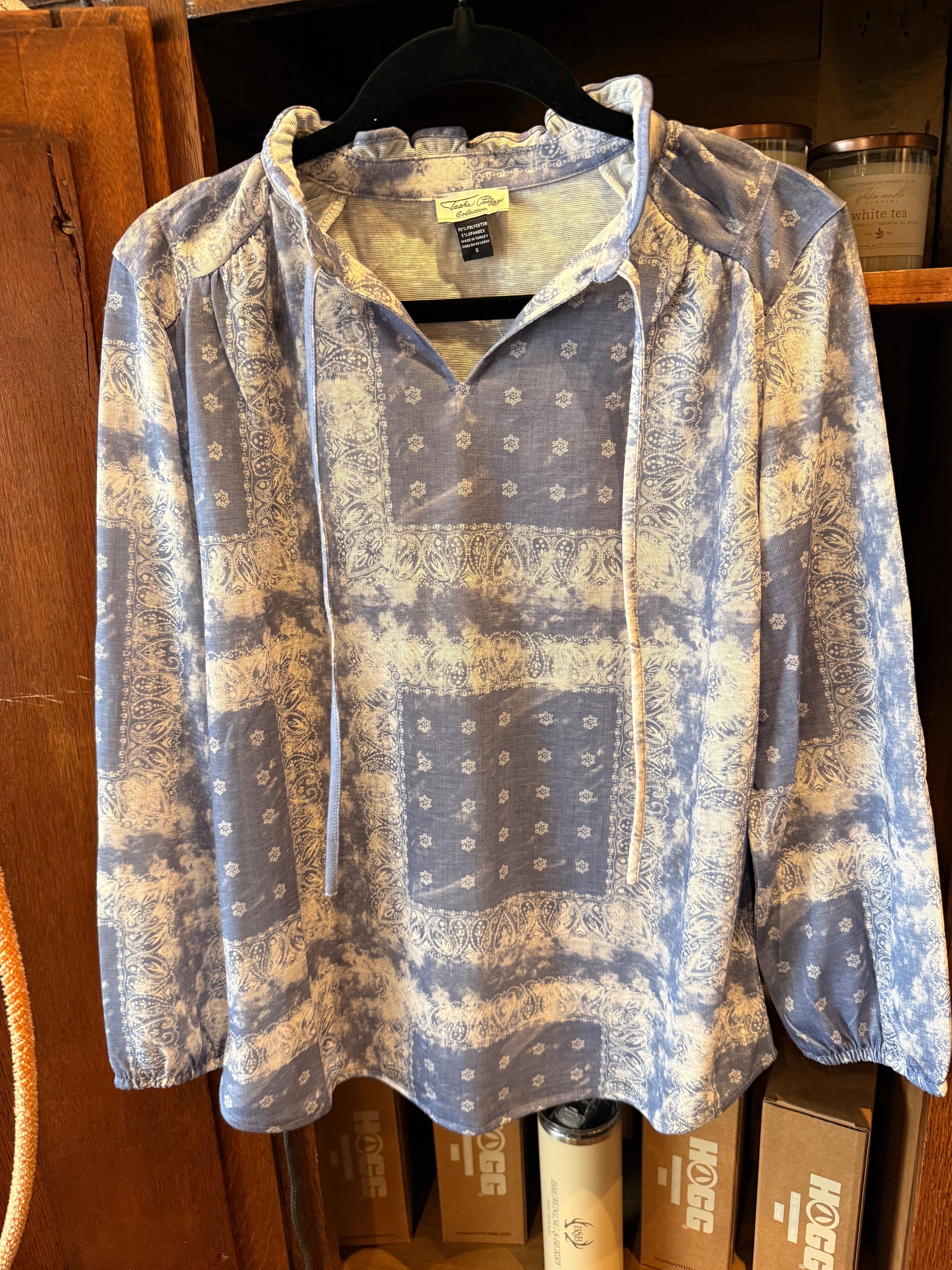 Blue and White Bandana Blouse
