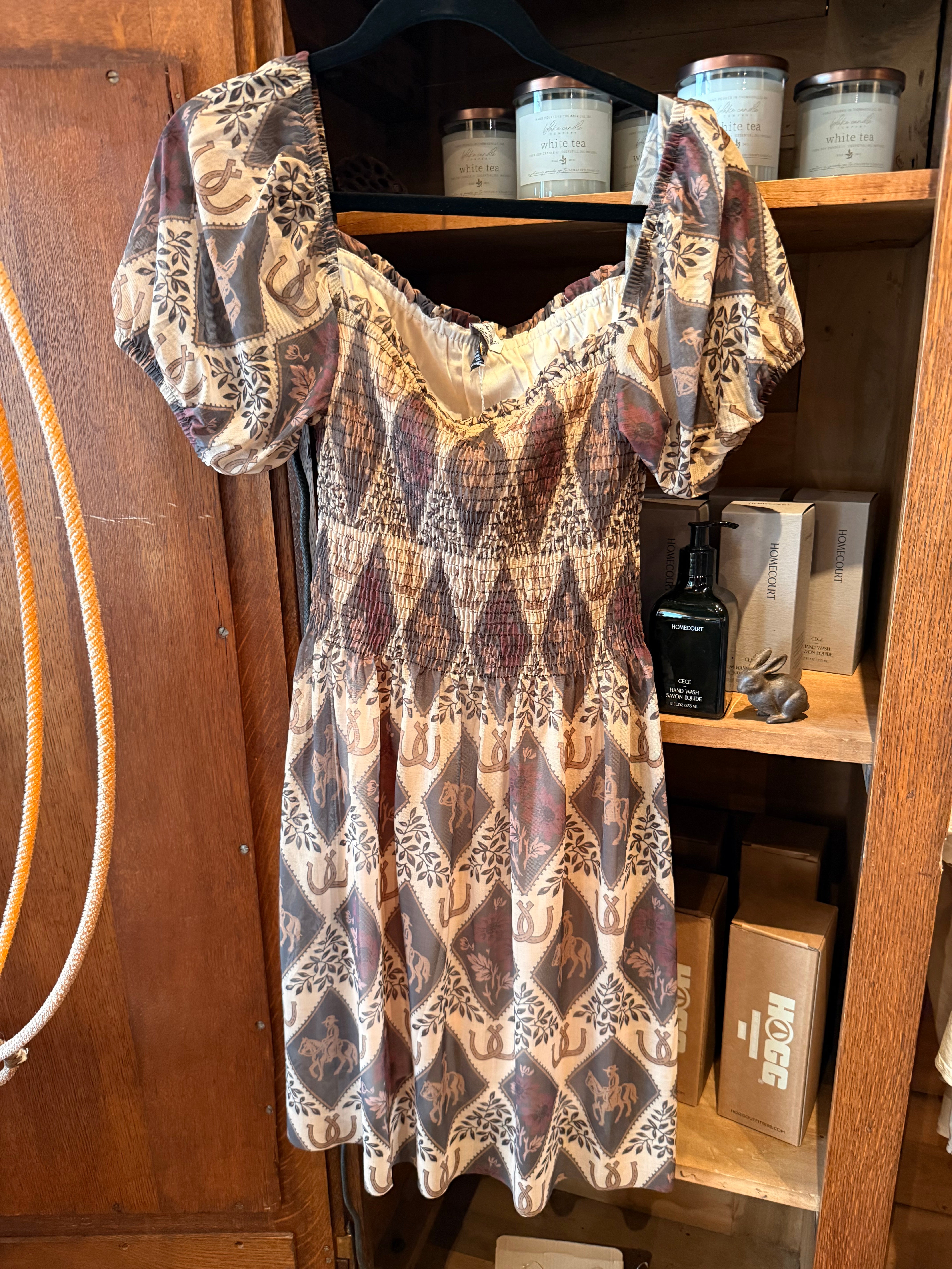 Brown Geo Print Mini Dress
