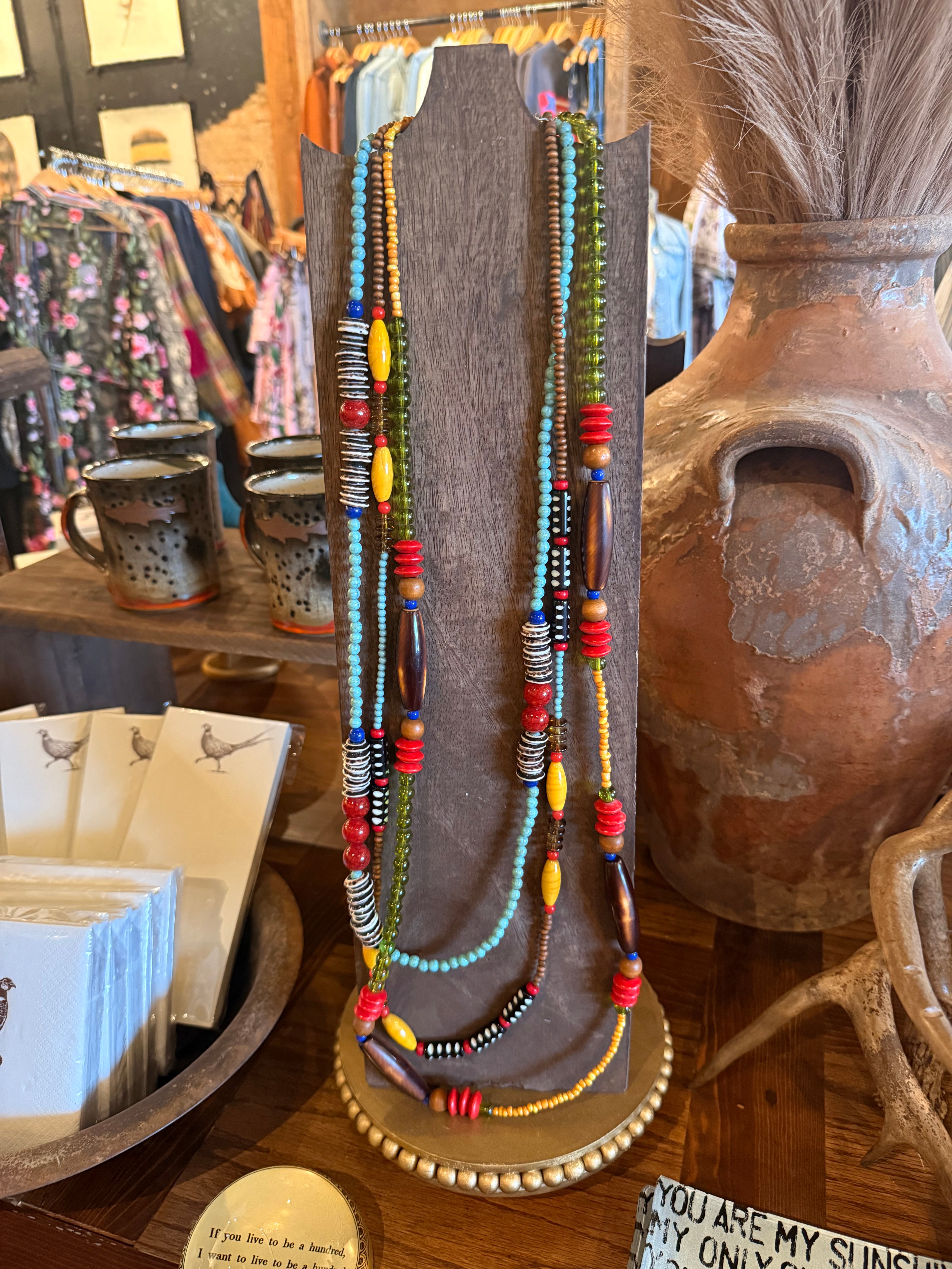 Multistrand Beaded Colorful Statement Necklace