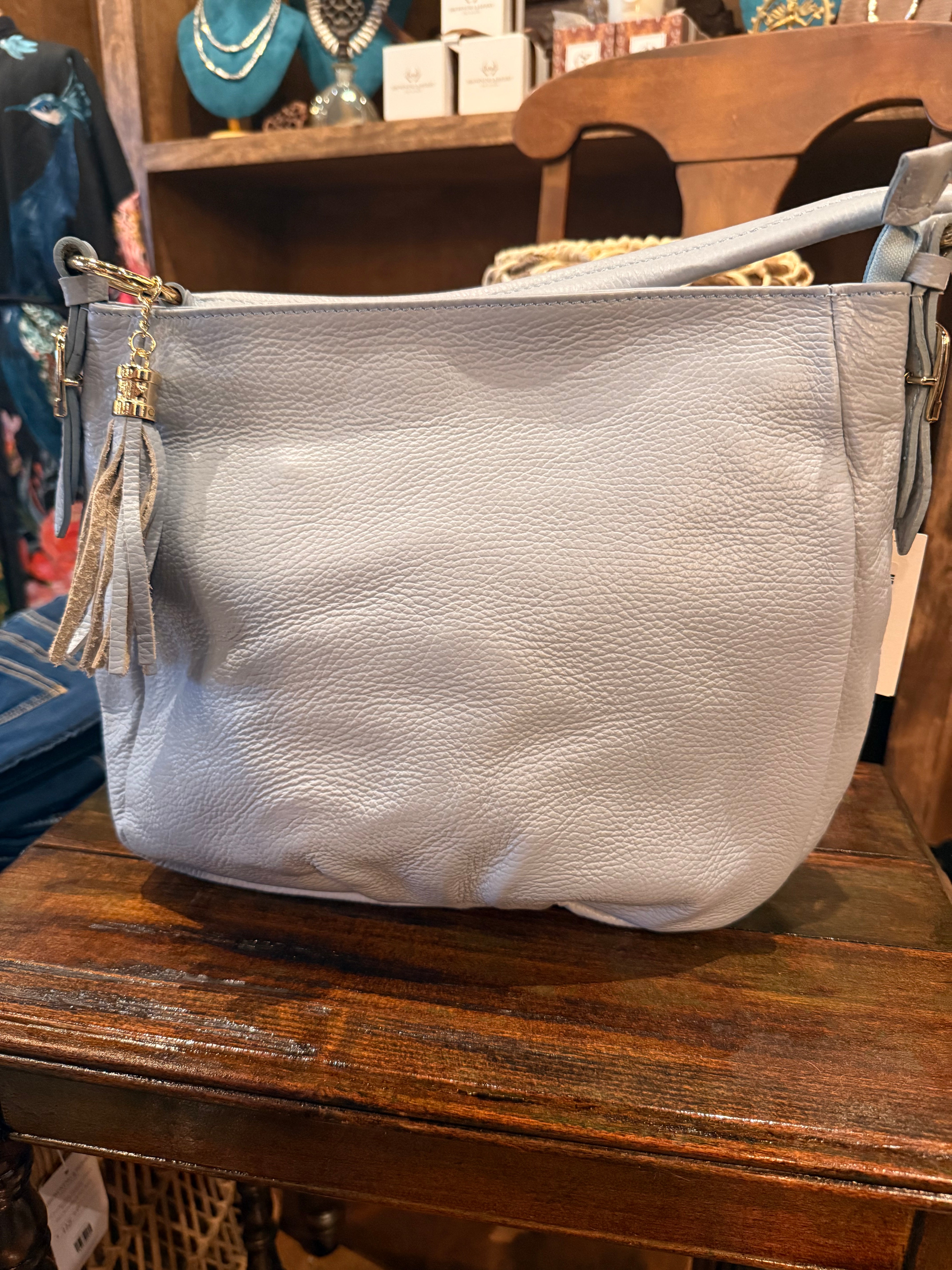 Dusty Blue Italian Leather Purse