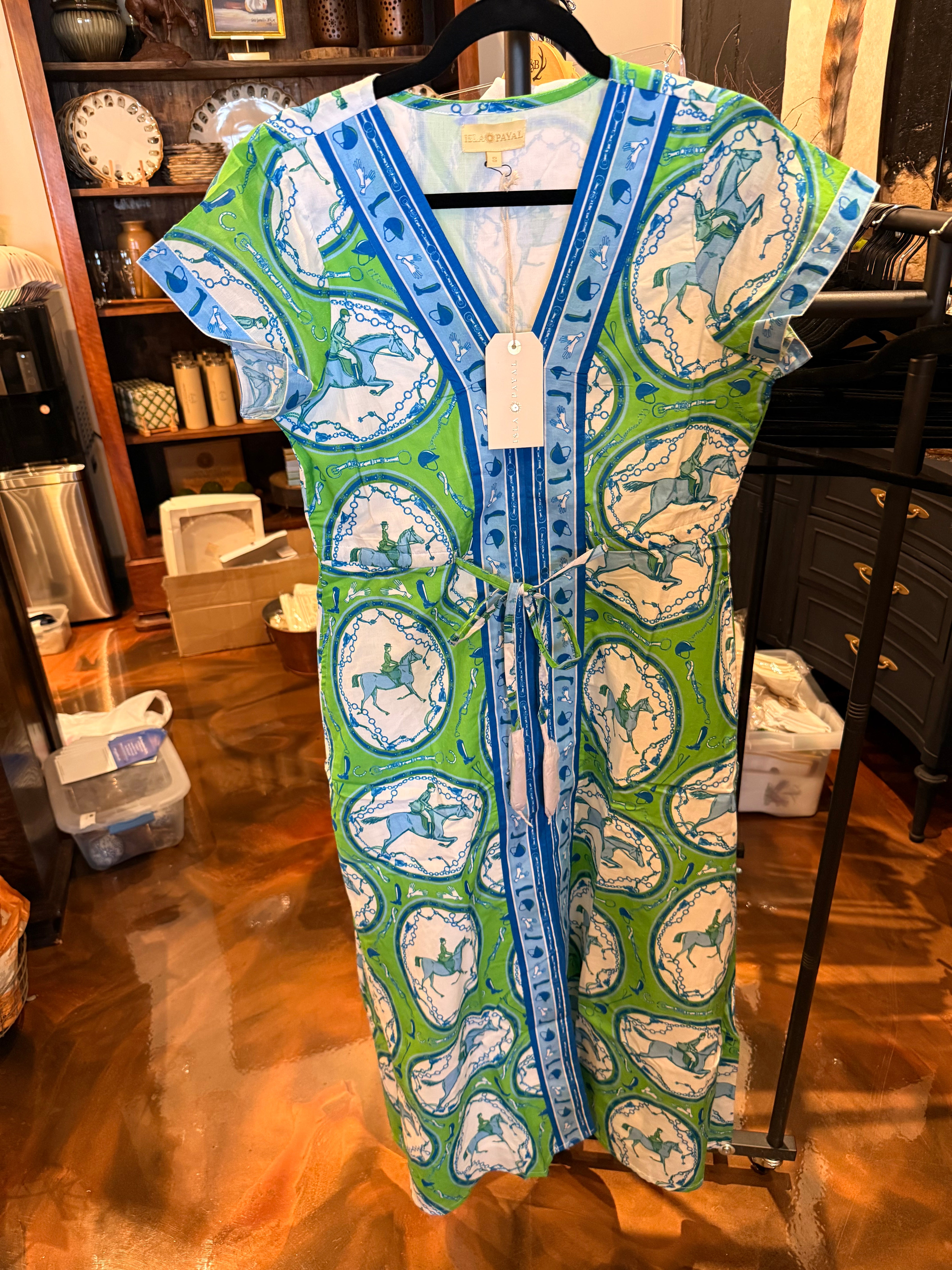 Isla Green Horse Maxi Dress