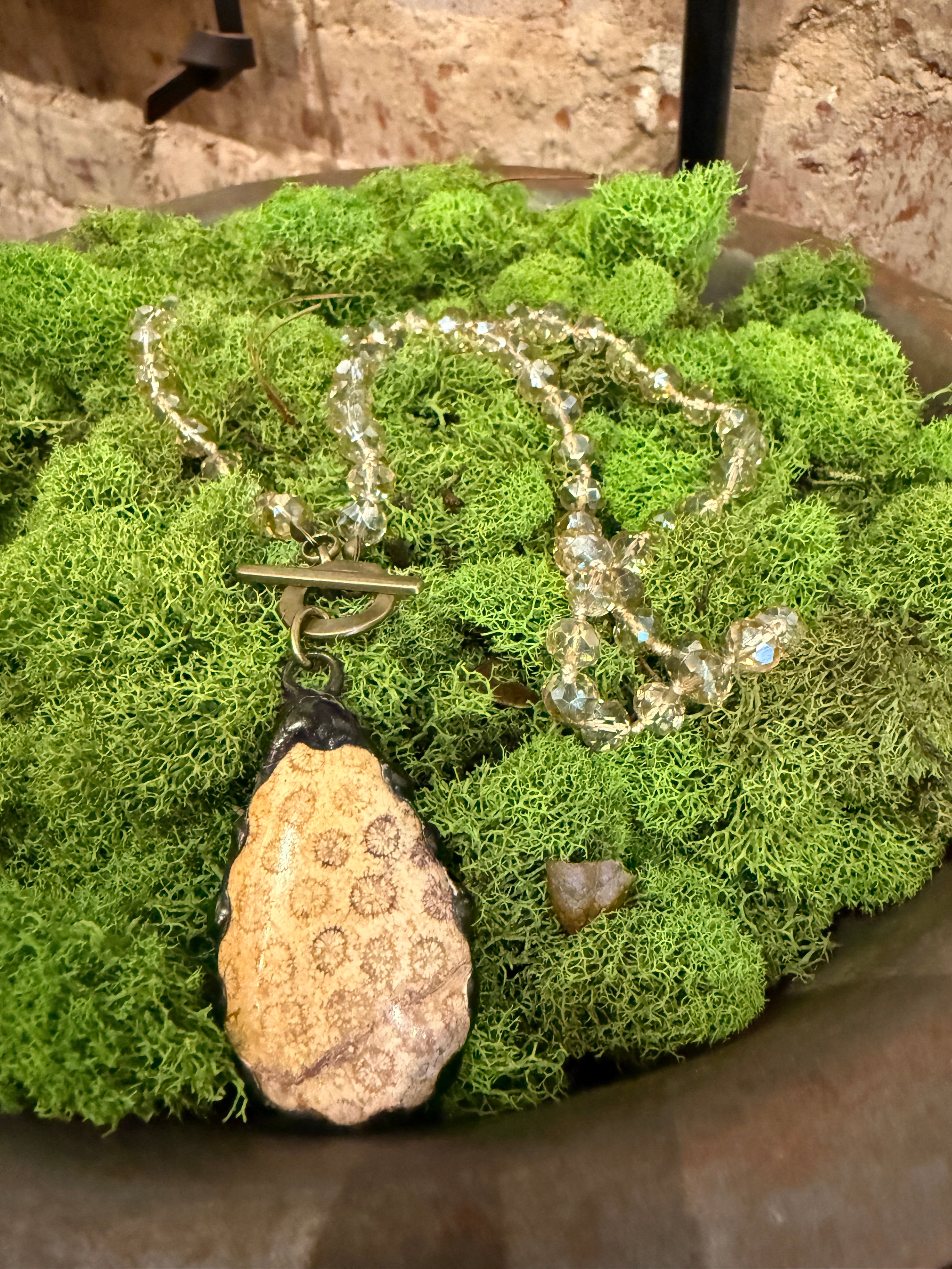 Citrine Crystal Beaded Handmade Necklace with Natural Stone Pendant