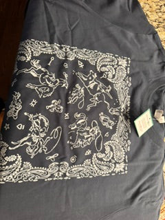 XOXO Vintage Navy Rodeo Bandana White Ink Boxy tshirt