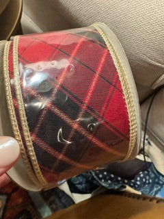 JME Burgundy Plaid Fused Metallic Gold 2.5 x 10 yd