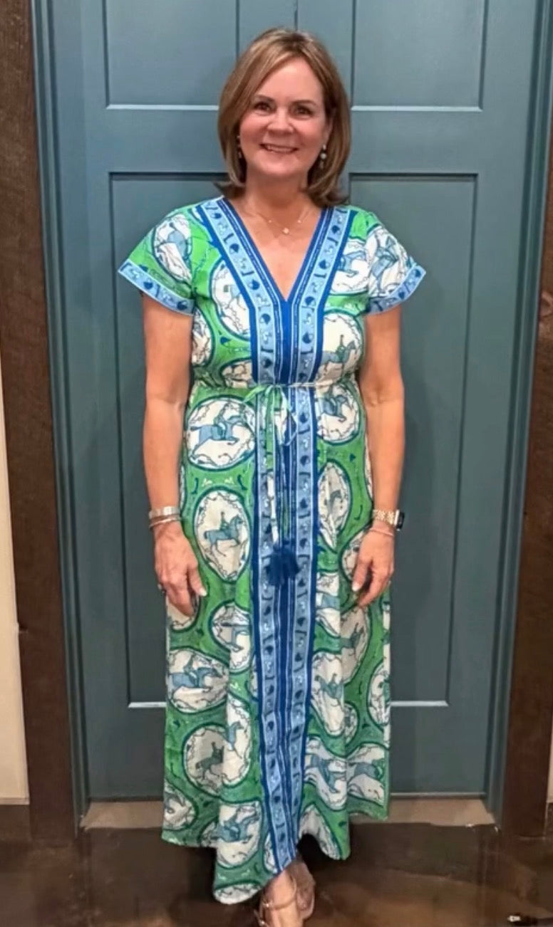 Isla Green Horse Maxi Dress