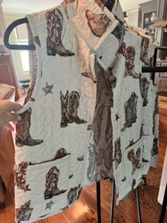 Ida Mae Thunderbird Boots Linen Quilted Vest