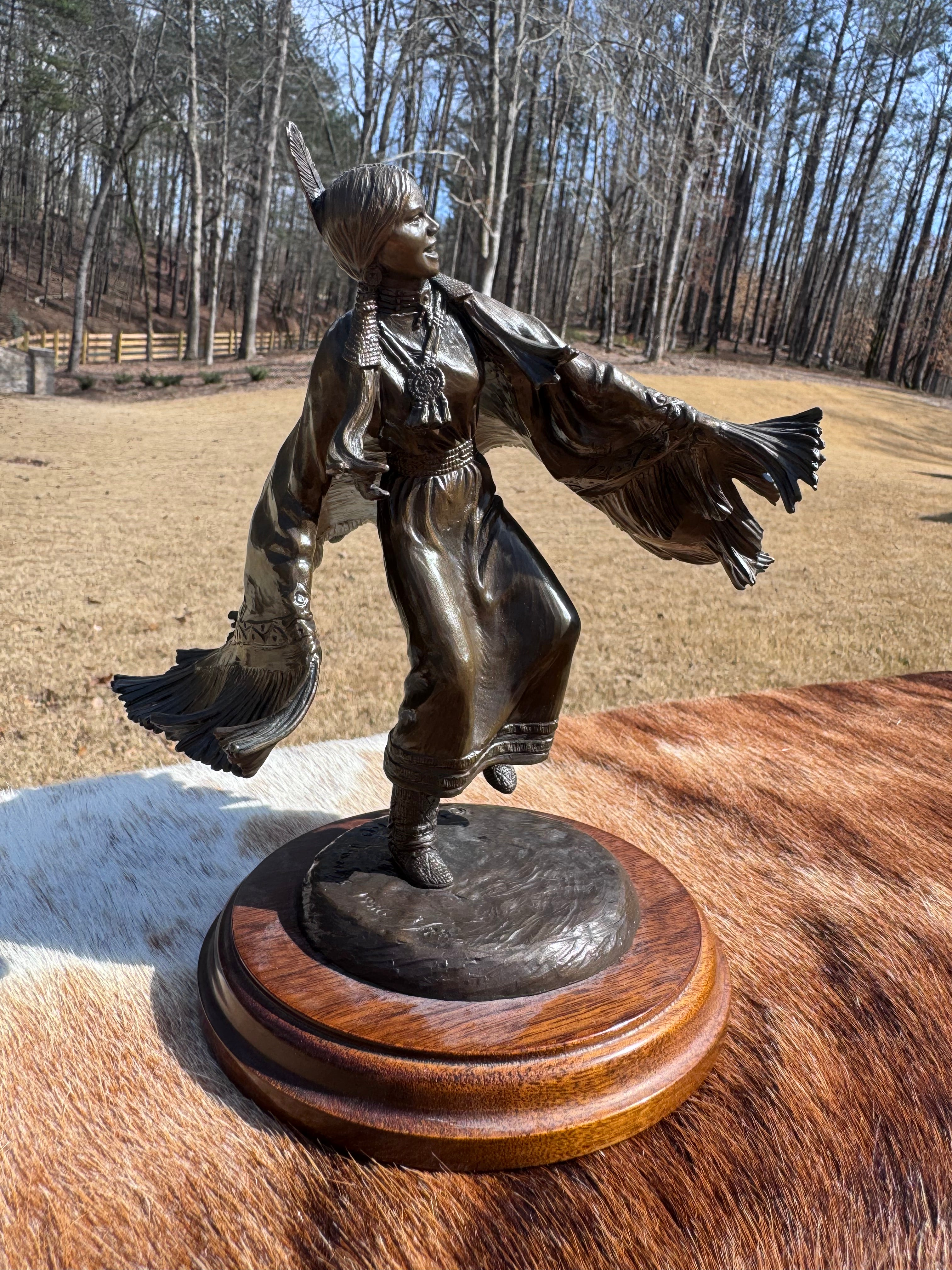 Indian Maiden Shawl Dance Bronze Sculpture