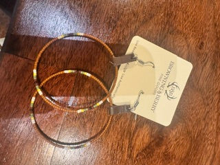 2 inch hoops with rust seed beads