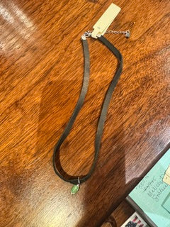 black deerskin choker with turquoise pendant
