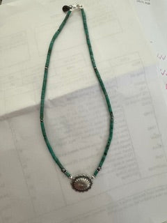 Paige Wallace Small SS Concho turq necklace