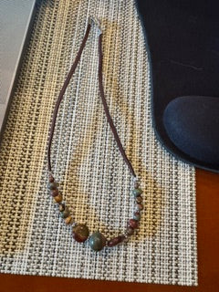 Paige Wallace Suede brown stone necklace