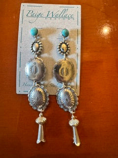 Paige Wallace Turq ball with silver concho drop earrings