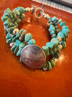 Paige Wallace Turq SS multi stranded Nickel bracelet